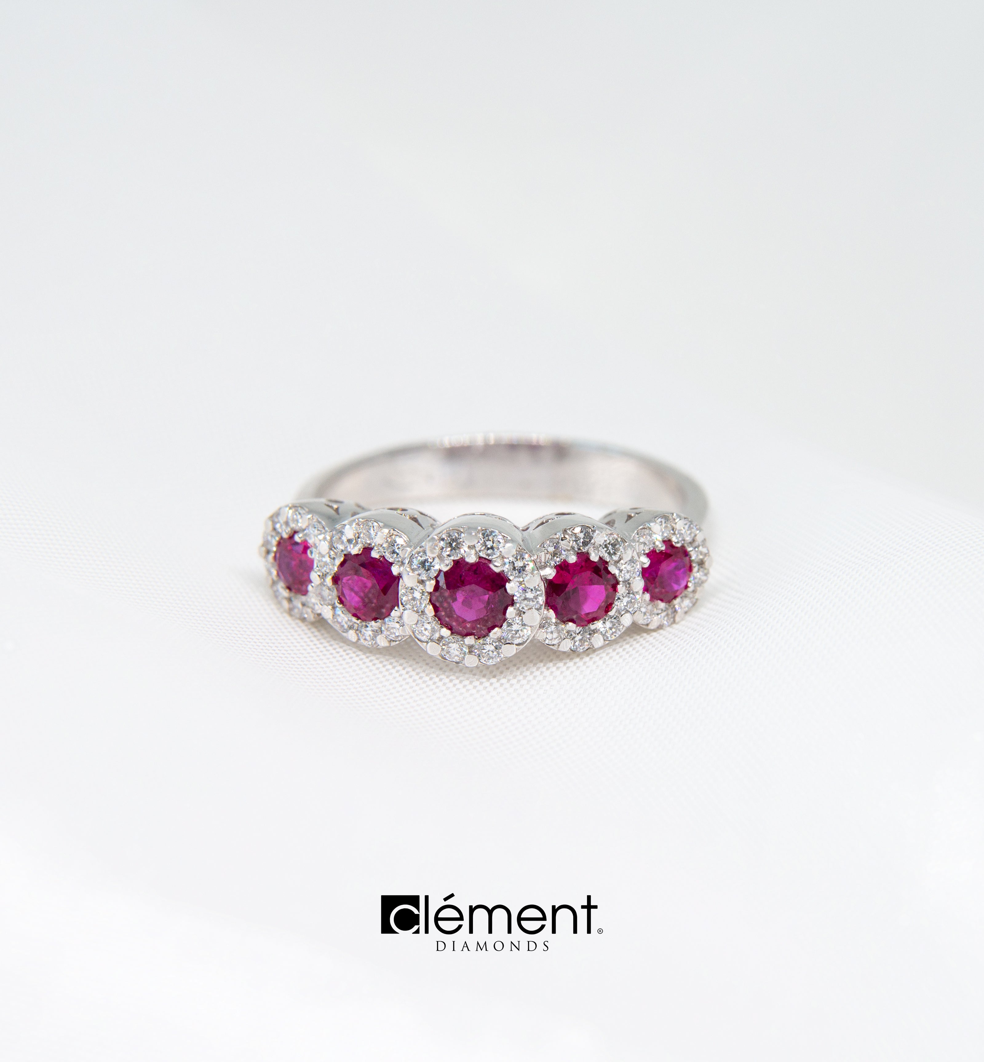 18ct White Gold Diamond and Ruby Ring