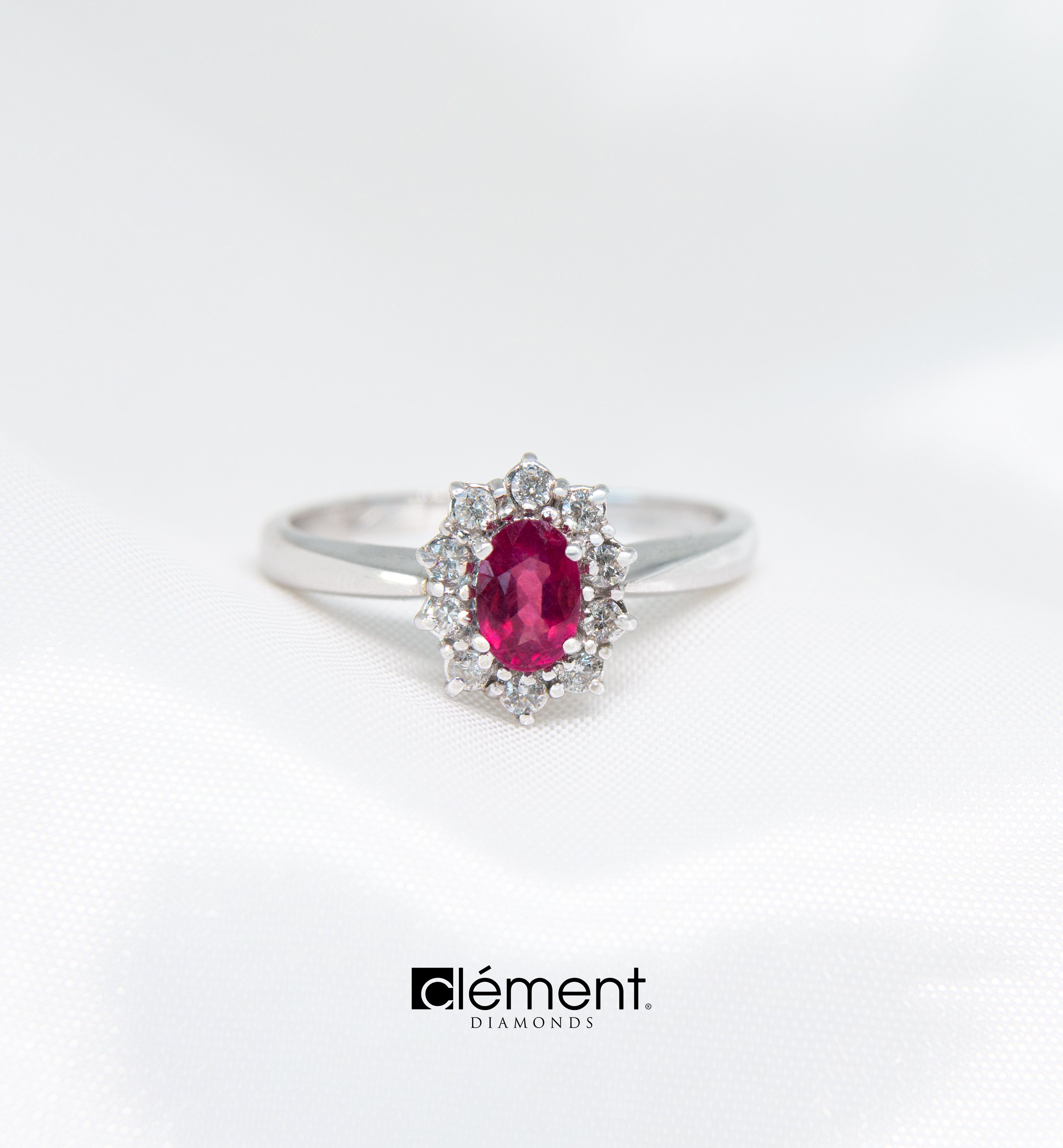 18ct White Gold Diamond and Ruby Ring