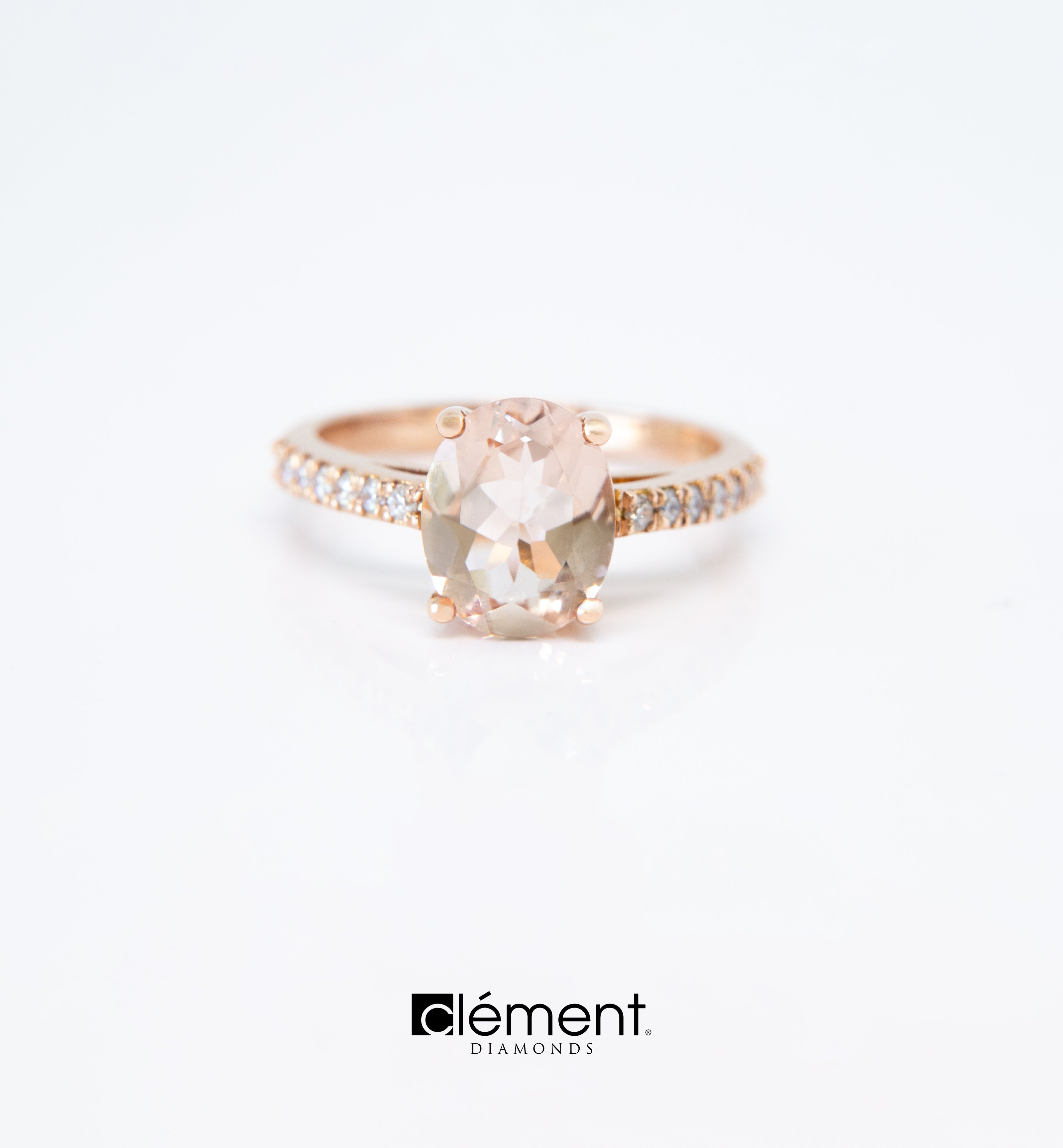 18ct Rose Gold Diamond and Morganite Ring