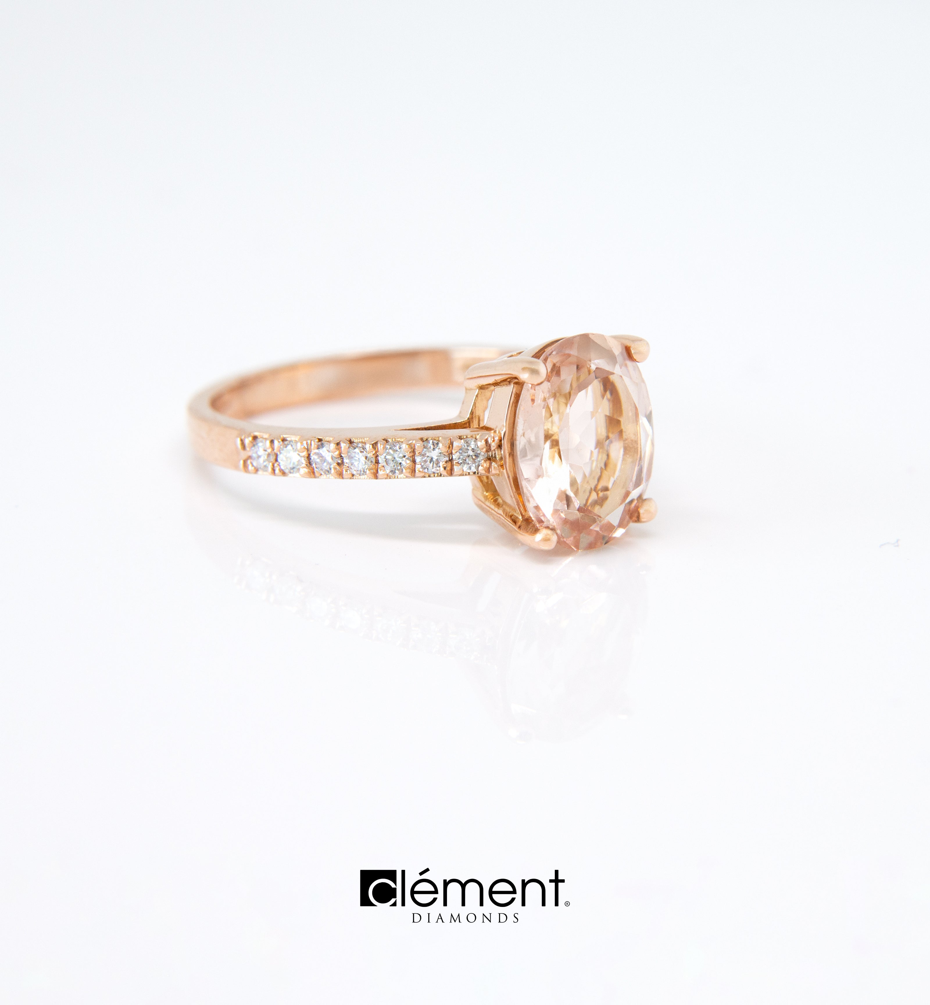 18ct Rose Gold Diamond and Morganite Ring
