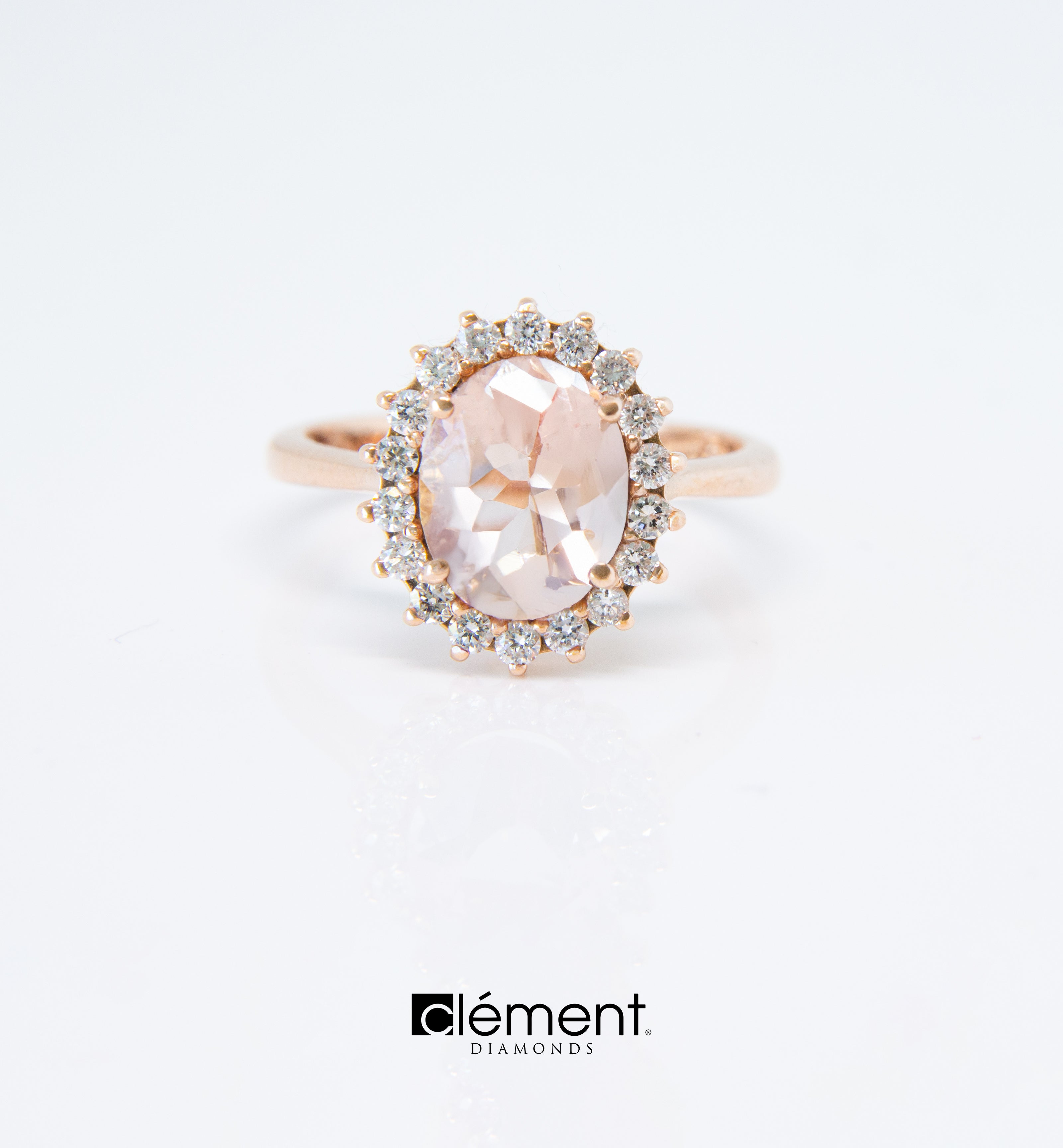 18ct Rose Gold Diamond and Morganite Ring