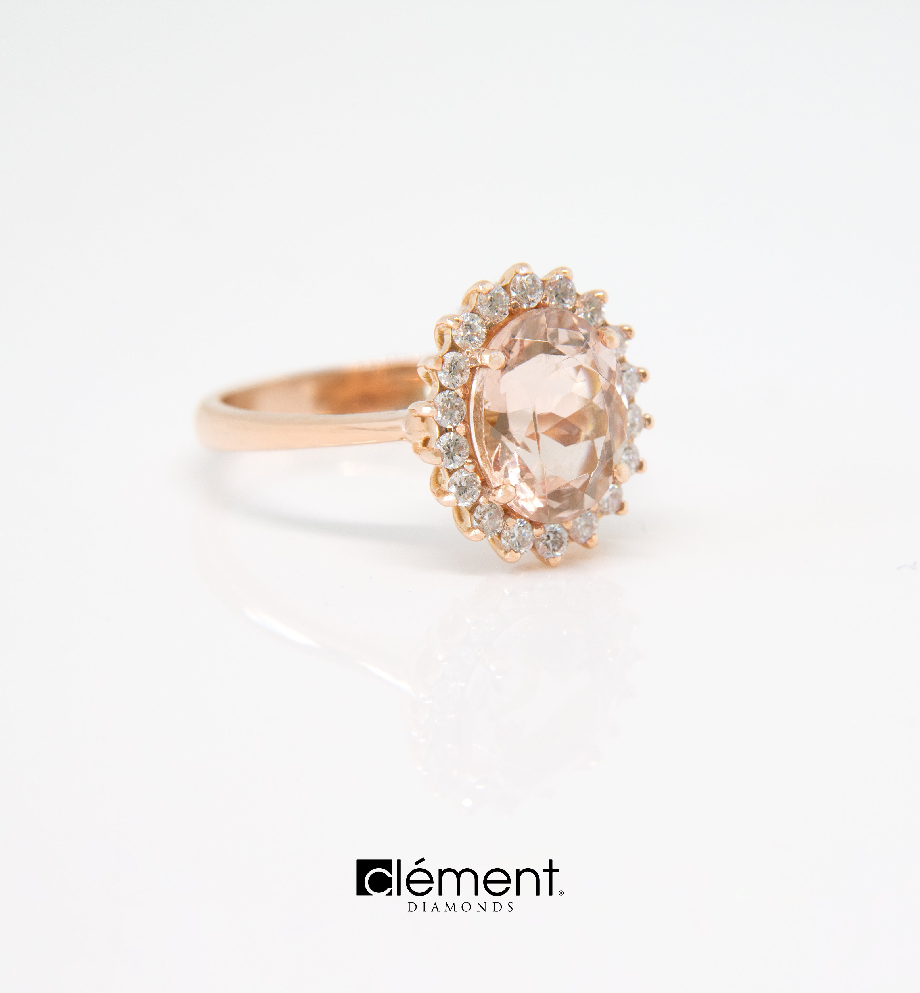 18ct Rose Gold Diamond and Morganite Ring