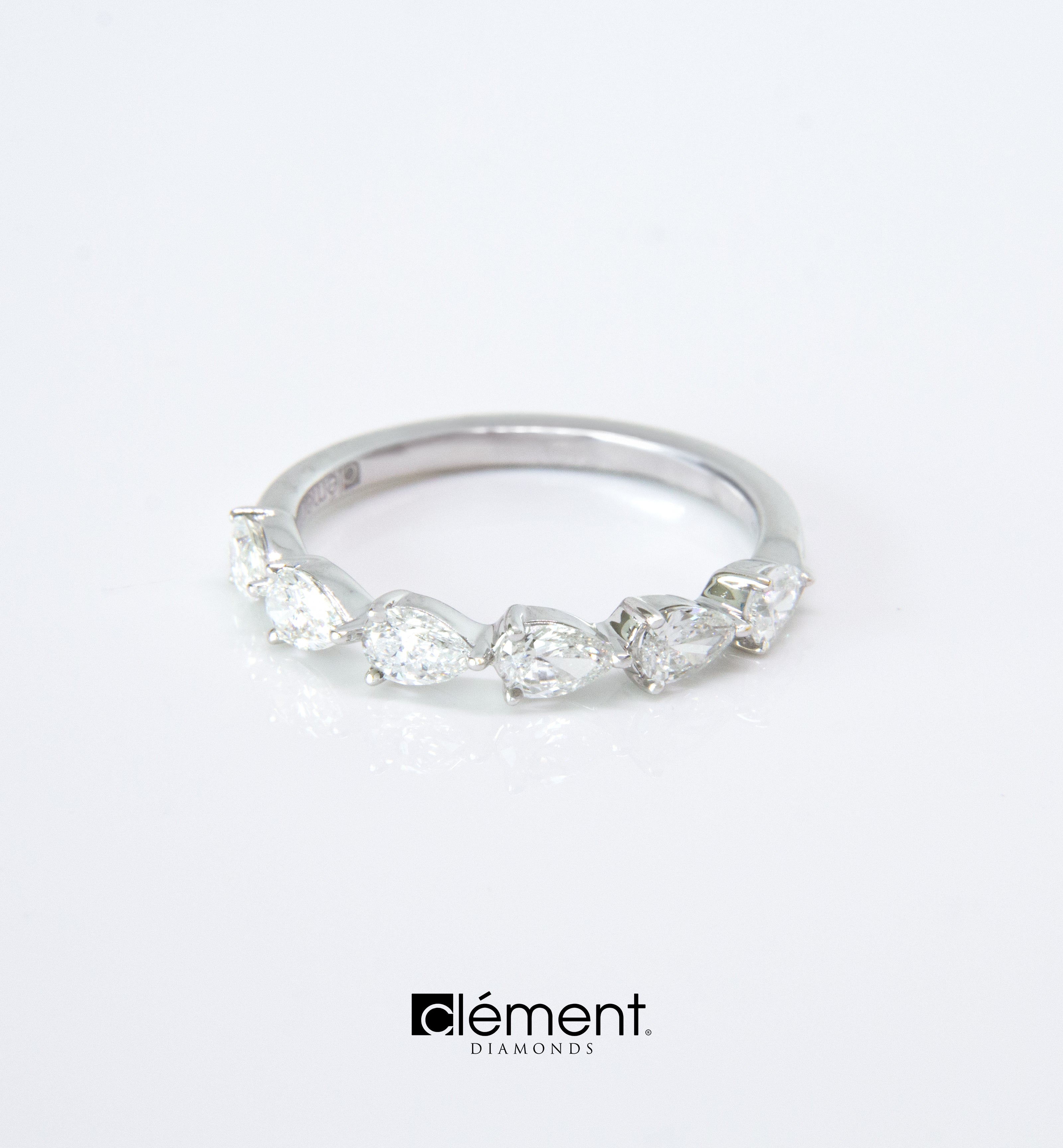 18ct White Gold Half Round Pear Shape Diamond Ring