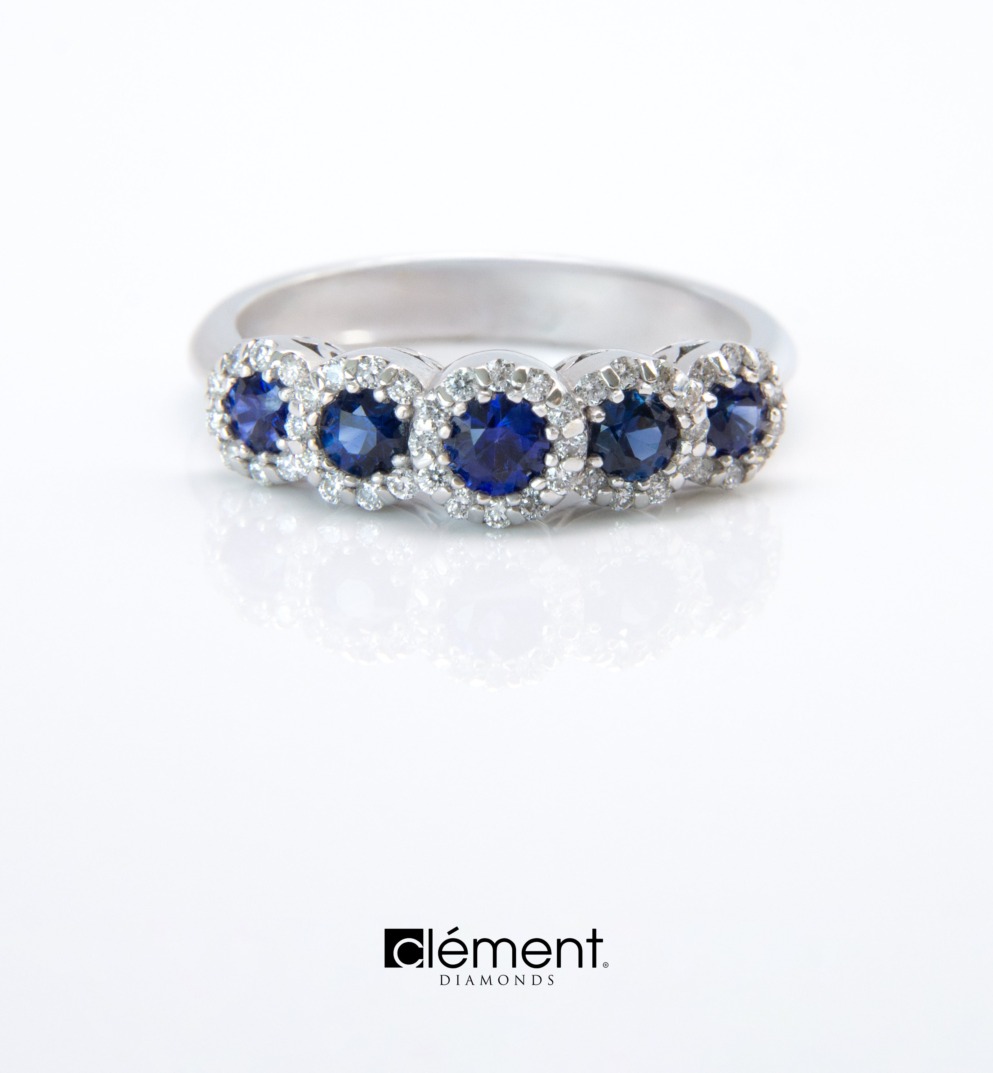 18ct White Gold Blue Sapphire & Diamond Ring