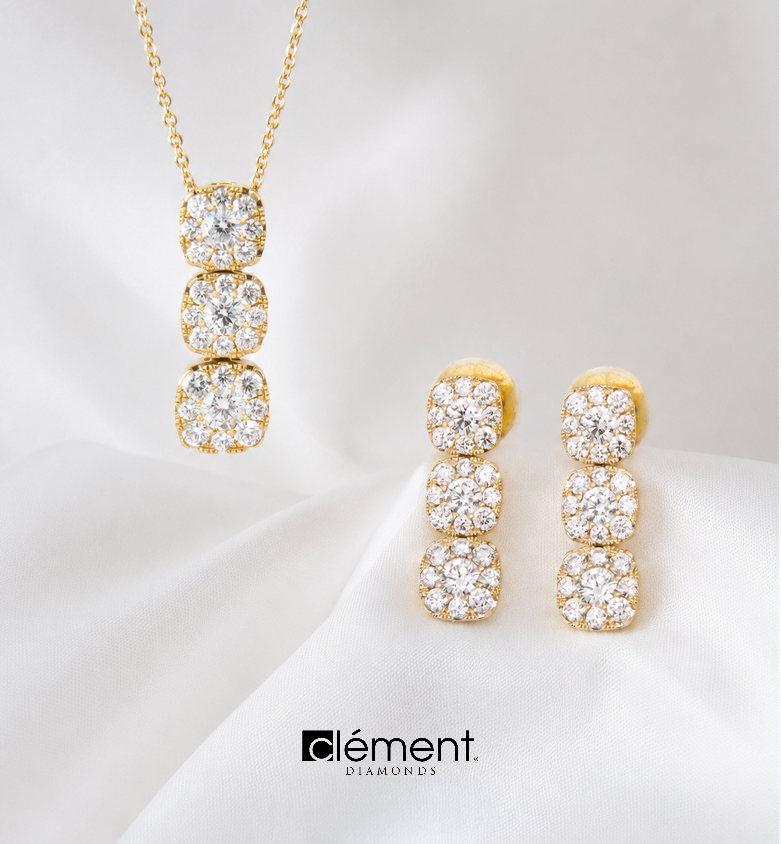 18ct Yellow Gold Cluster of Diamond Pendant