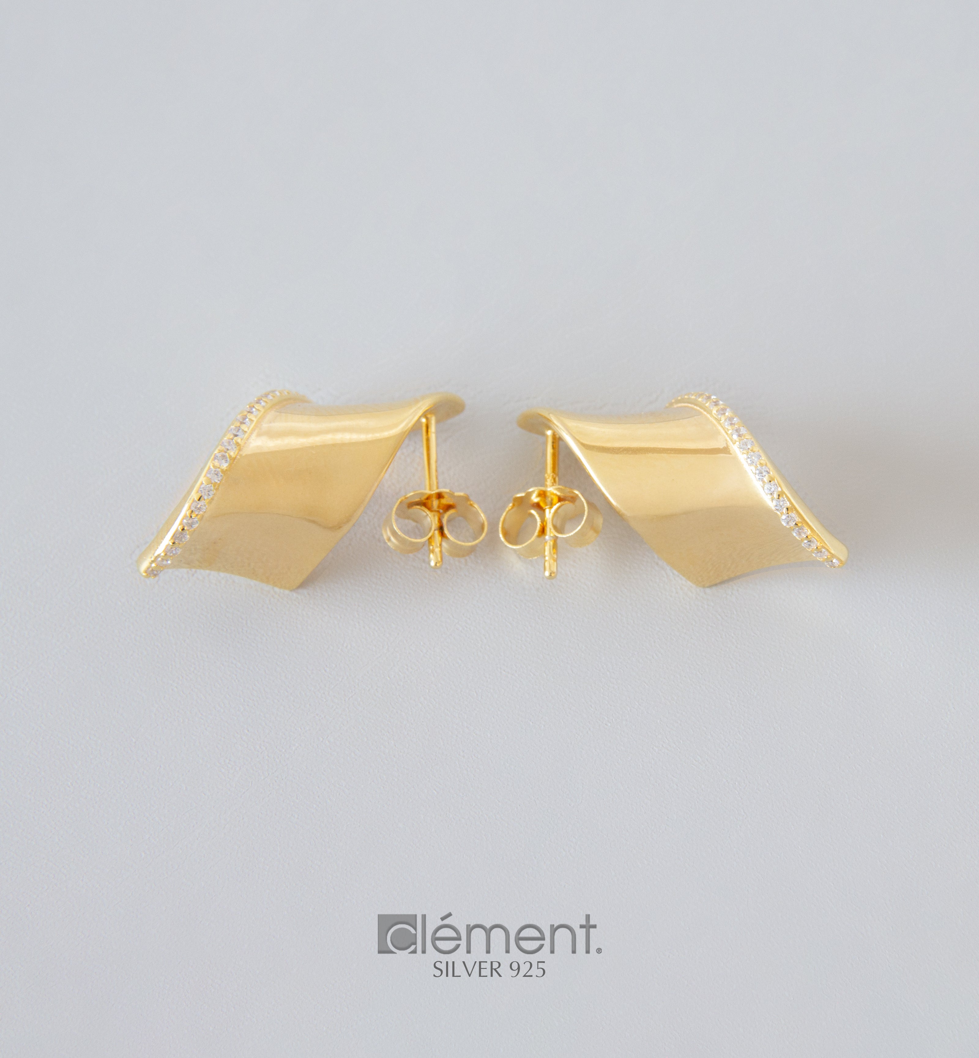 Silver 925 Spiral Design Earrings with CZ Stones