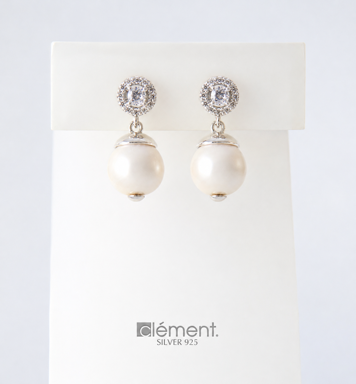 Silver 925 Earrings with Pearl and CZ Stones