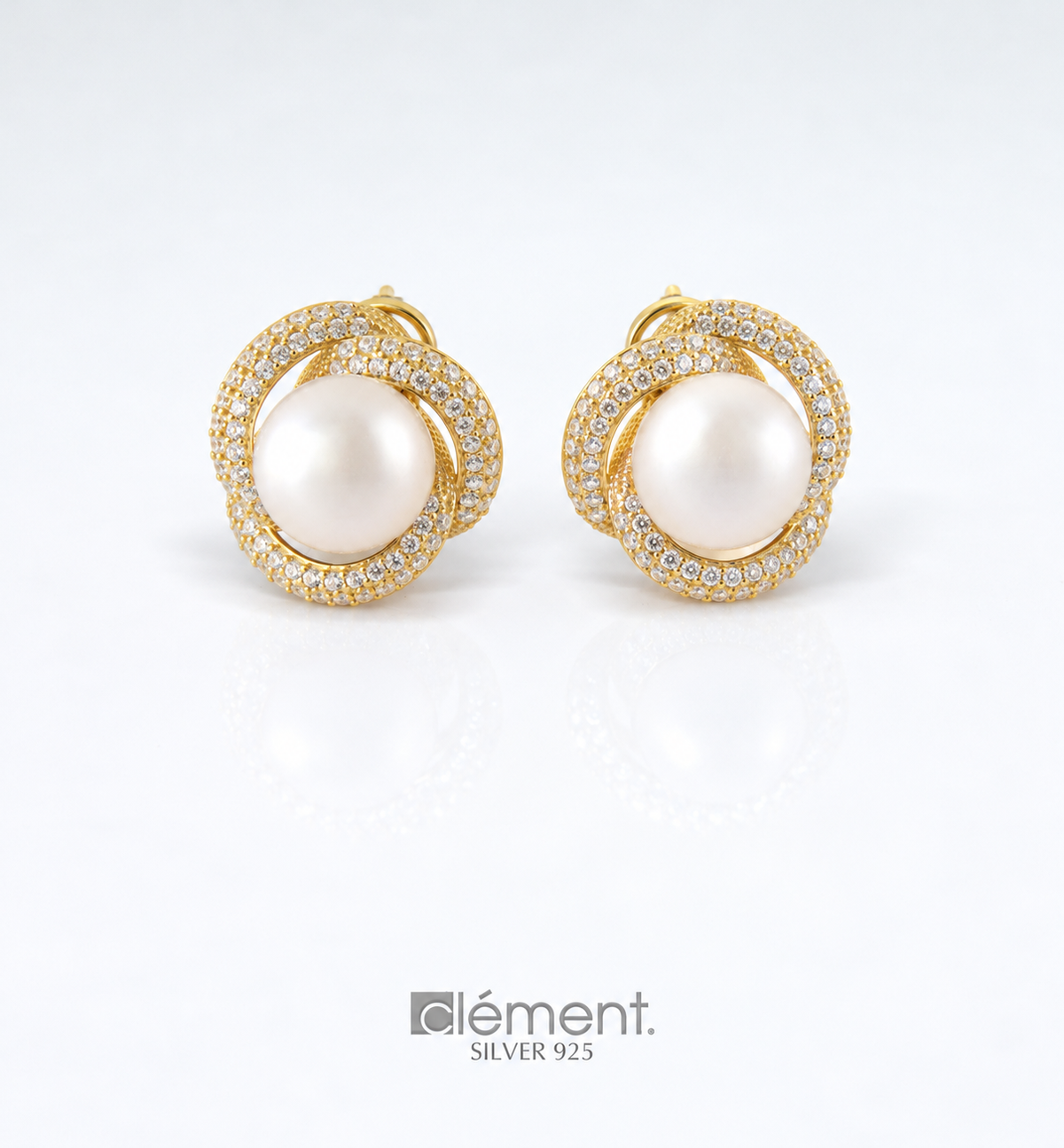 Silver 925 Earrings with Pearl and CZ Stones