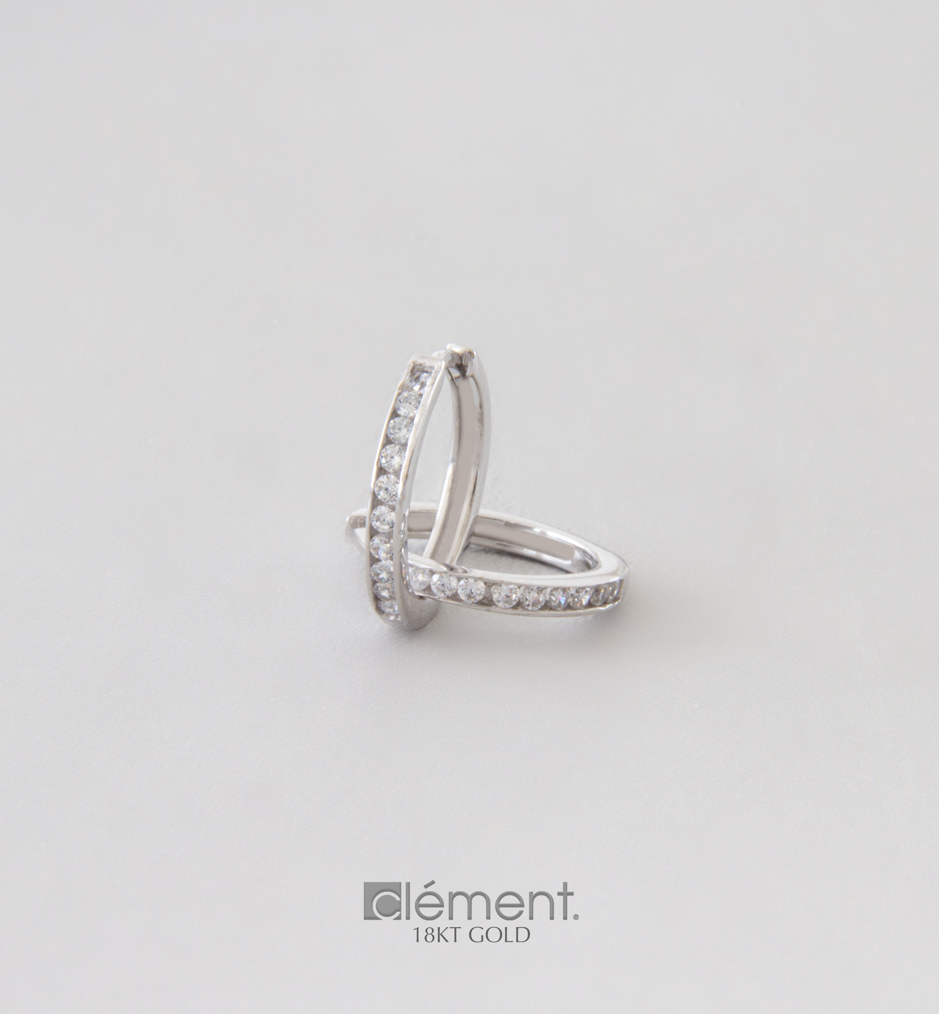 18ct White Gold Hoop Earrings With CZ Stones