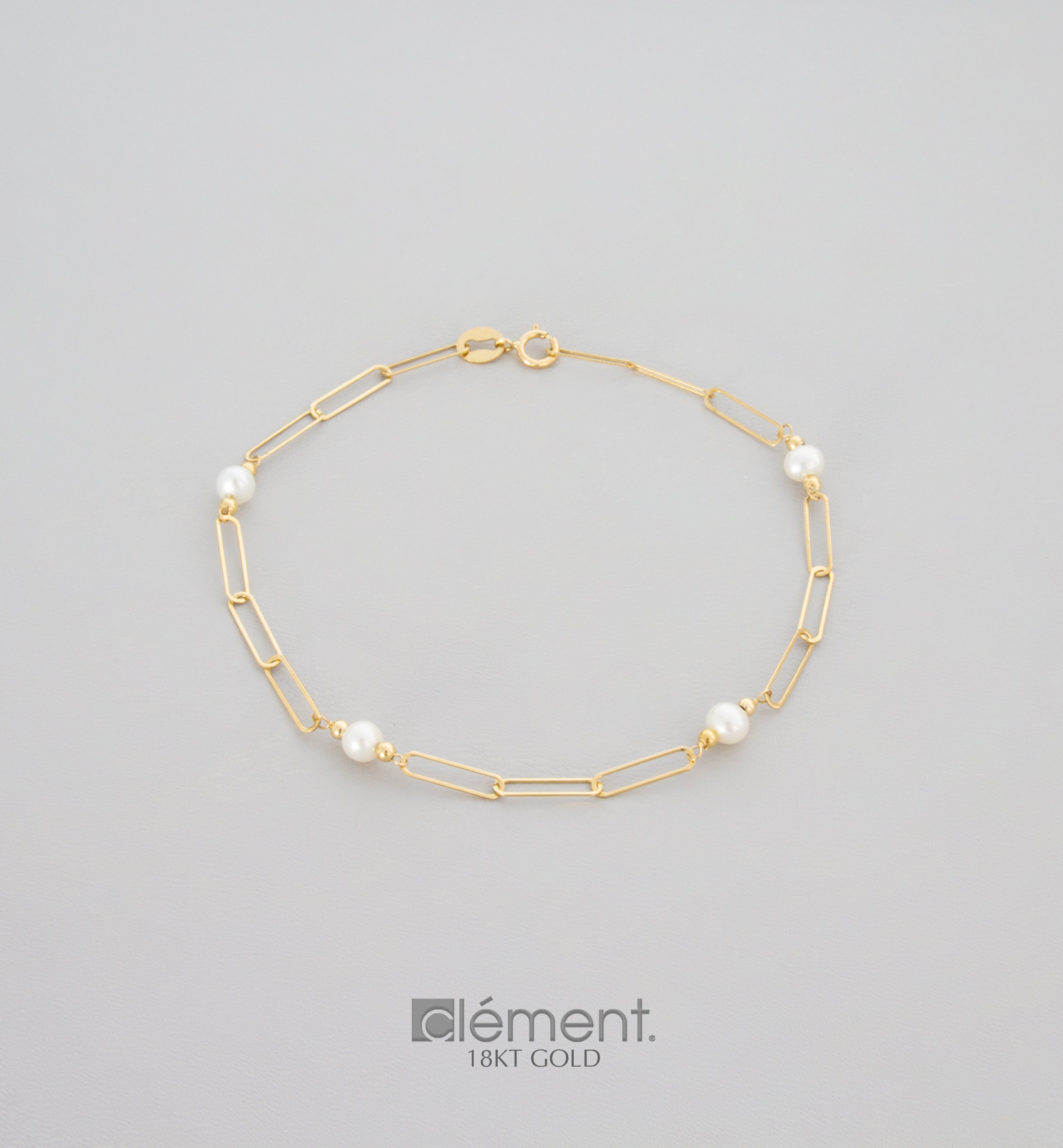 18ct Yellow Gold Link Bracelet with FW Cultured Pearls