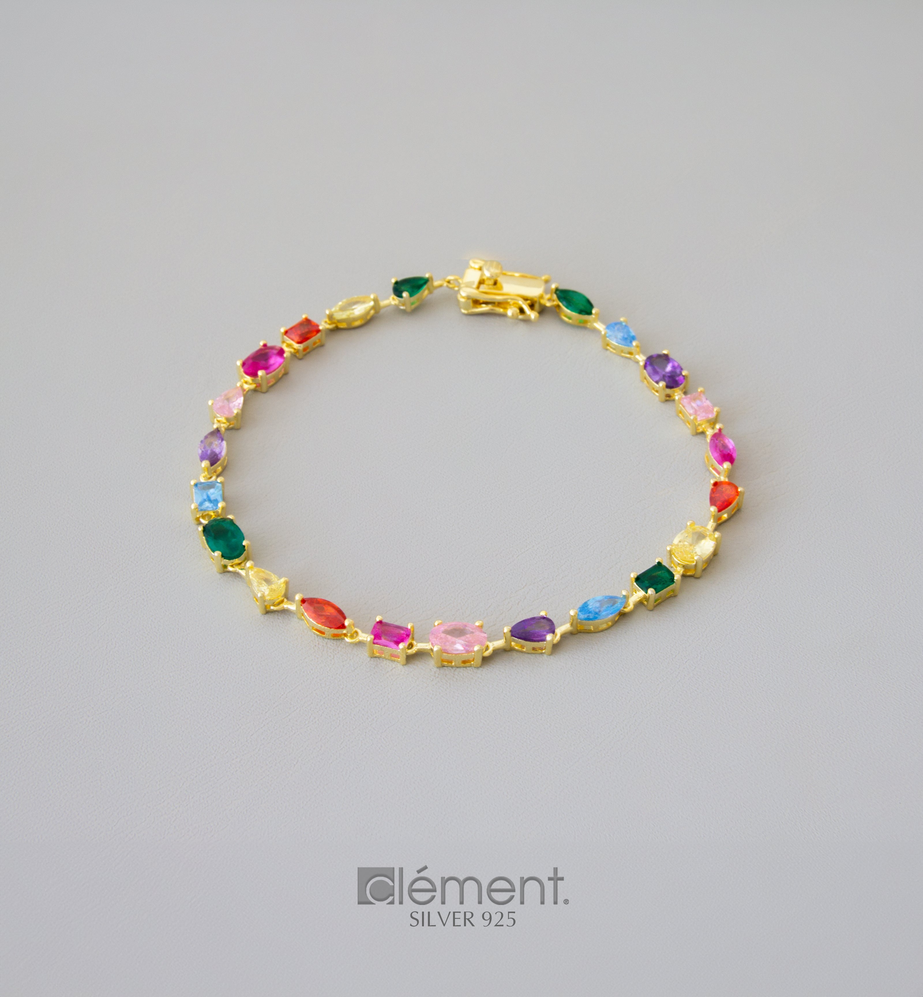 Silver 925 Multi-Coloured Tennis Bracelet