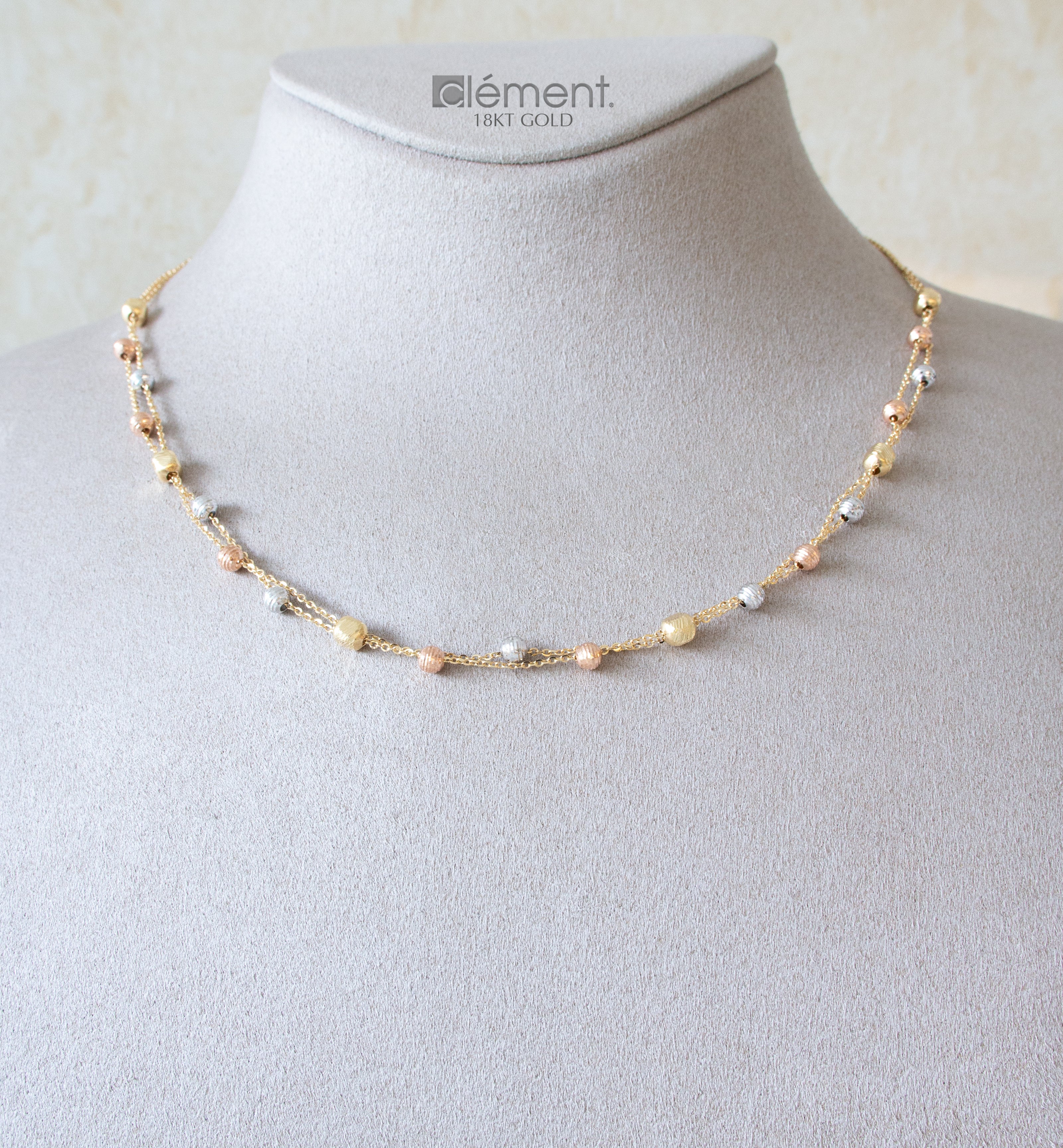 18ct Gold Double Bead Design Necklace