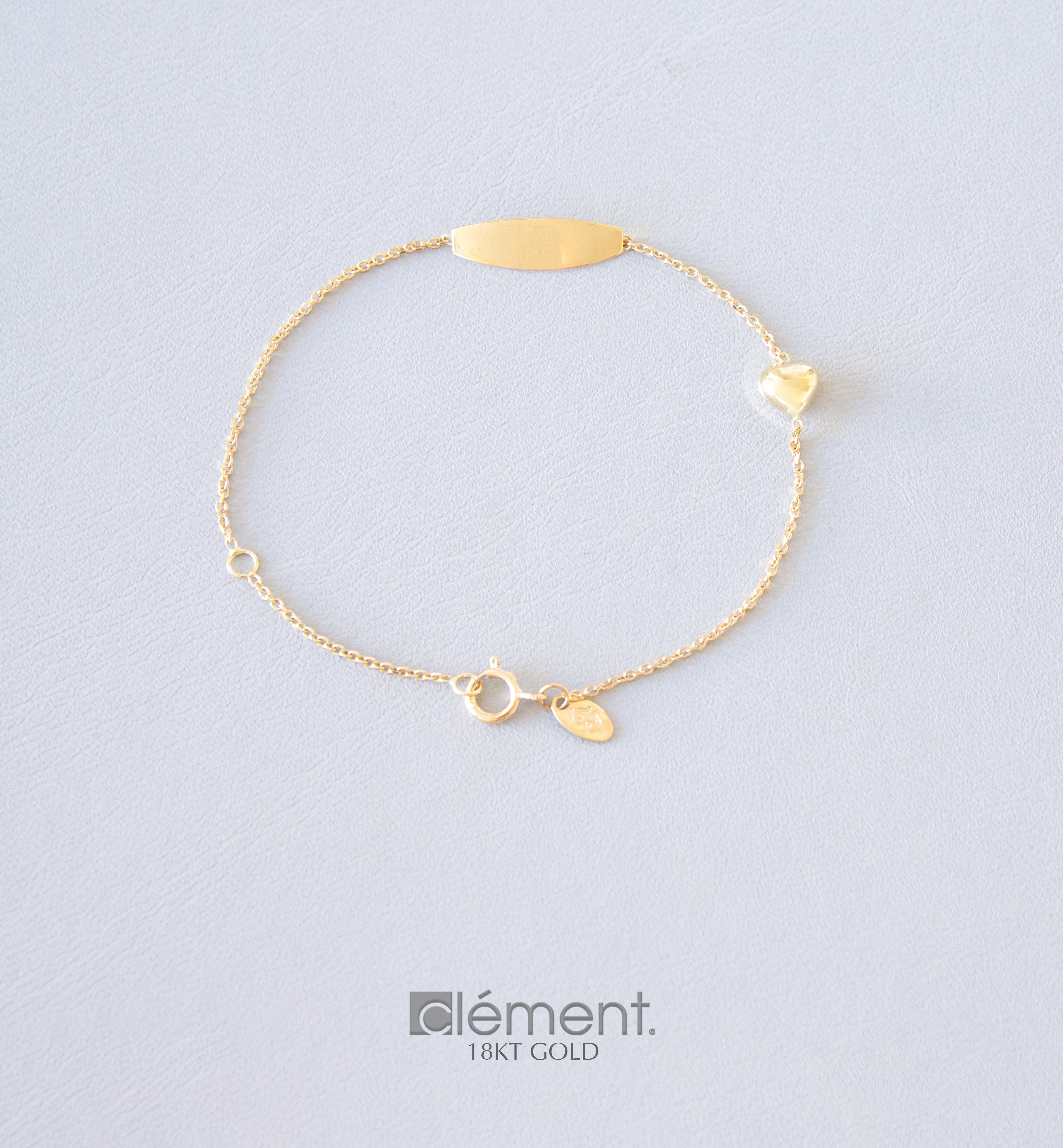 18ct Yellow Gold ID Bracelet with Heart