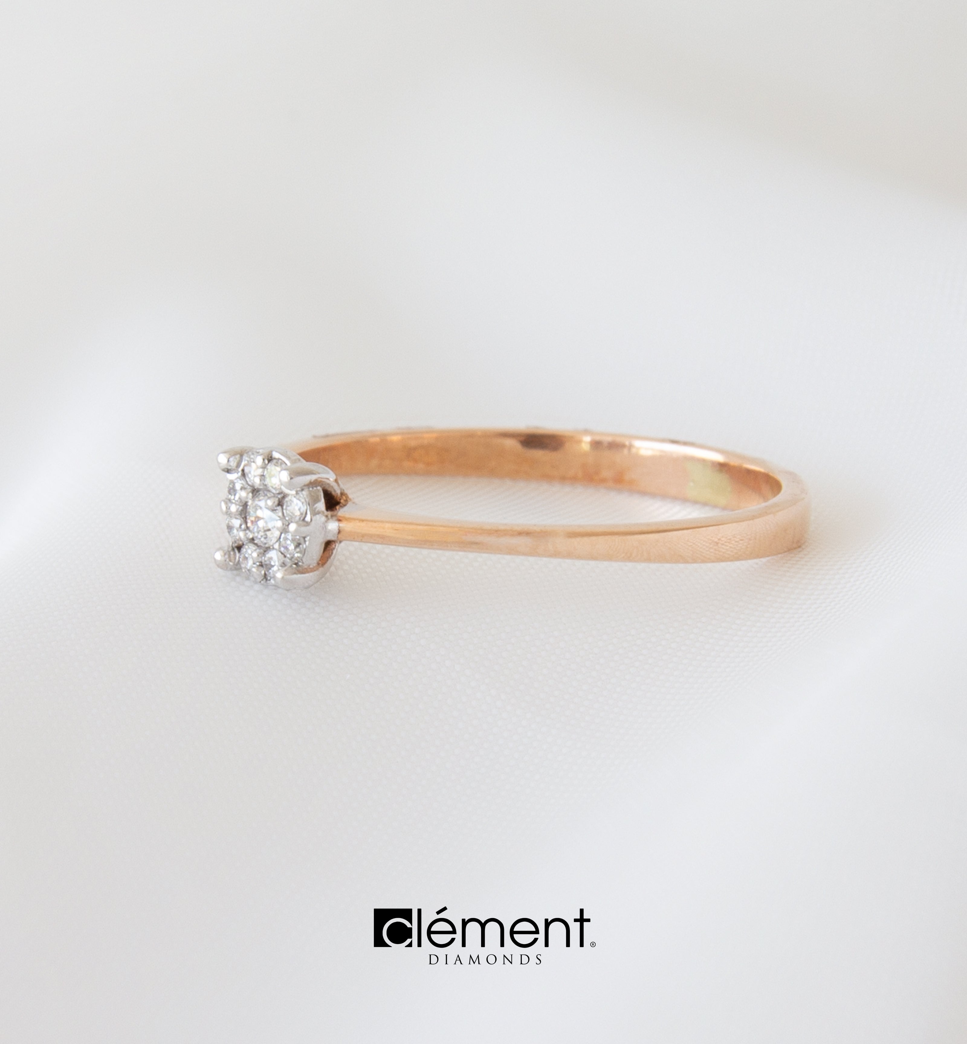 18ct Gold Two-Tone Cluster of Diamond Ring