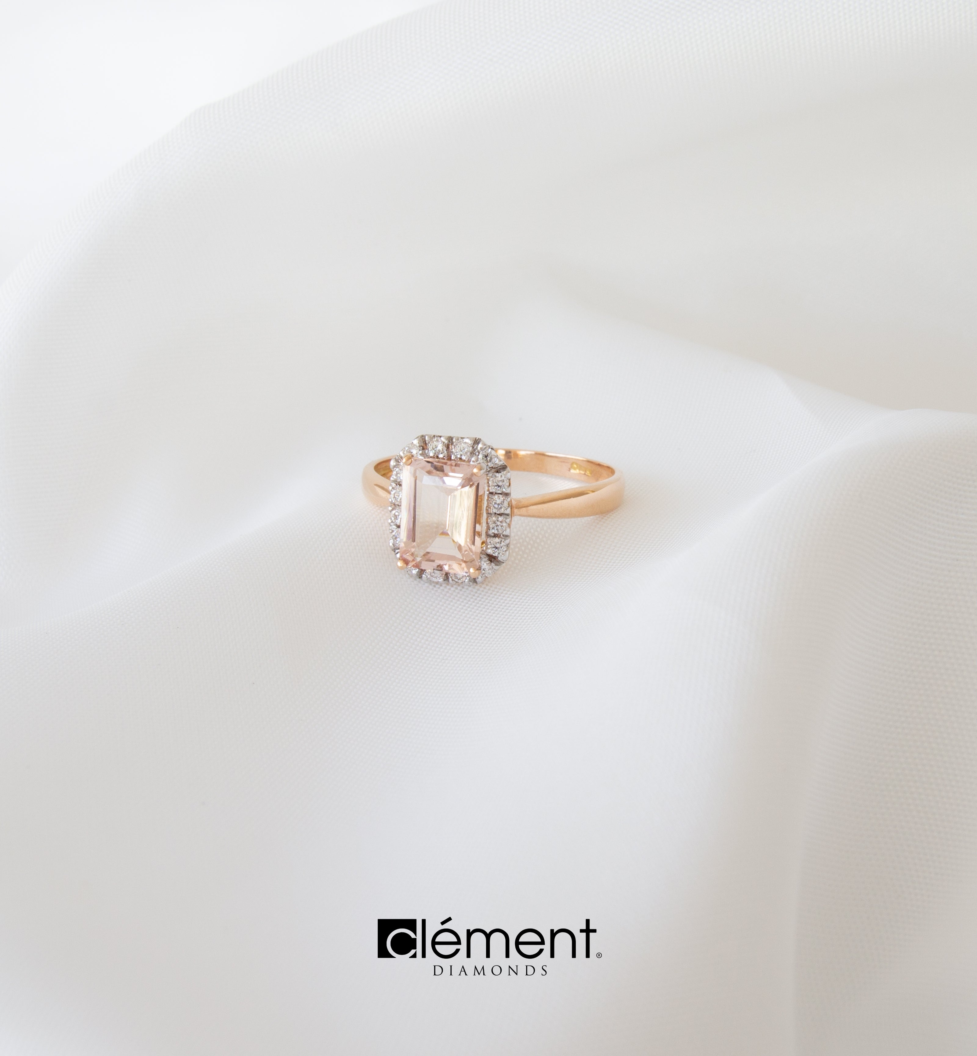 18ct Rose Gold Diamond & Morganite Ring