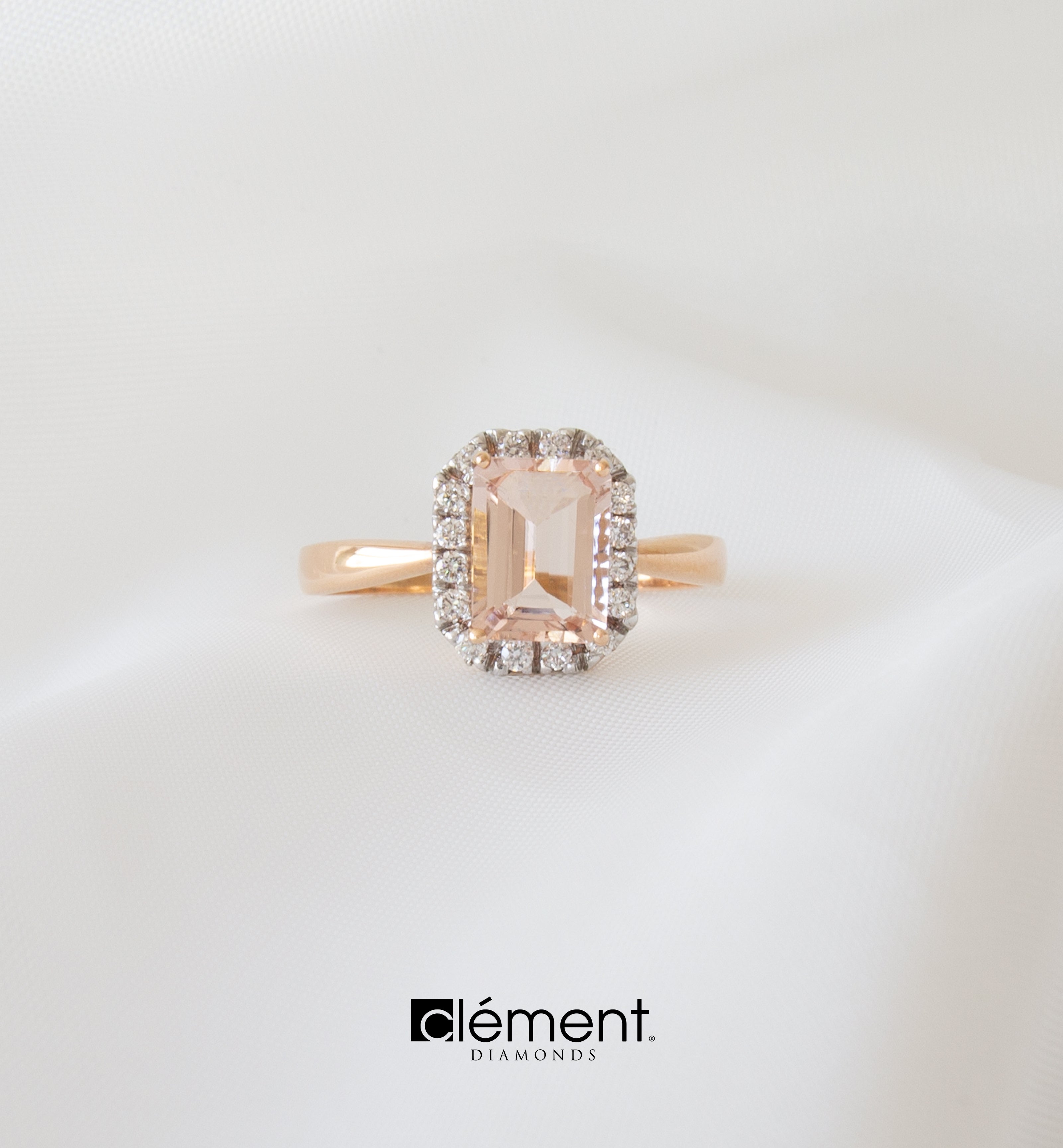 18ct Rose Gold Diamond & Morganite Ring