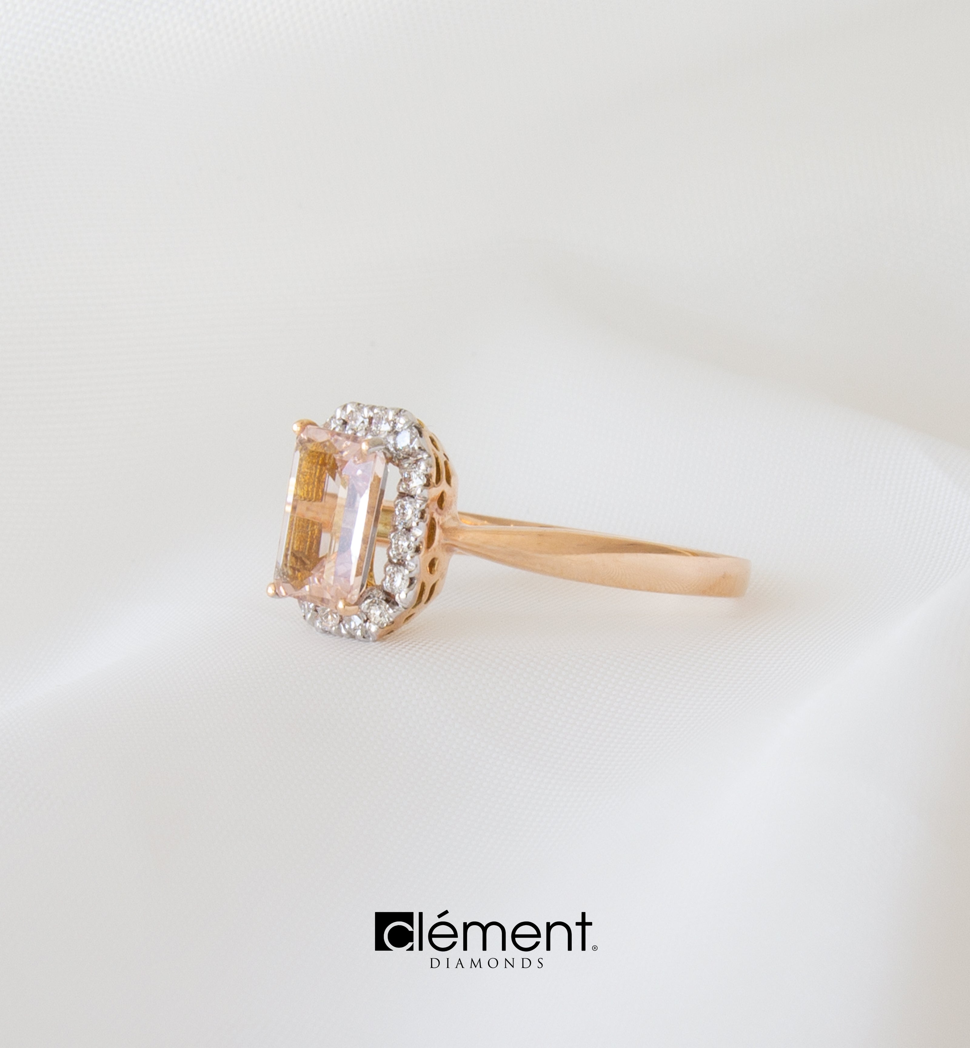 18ct Rose Gold Diamond & Morganite Ring