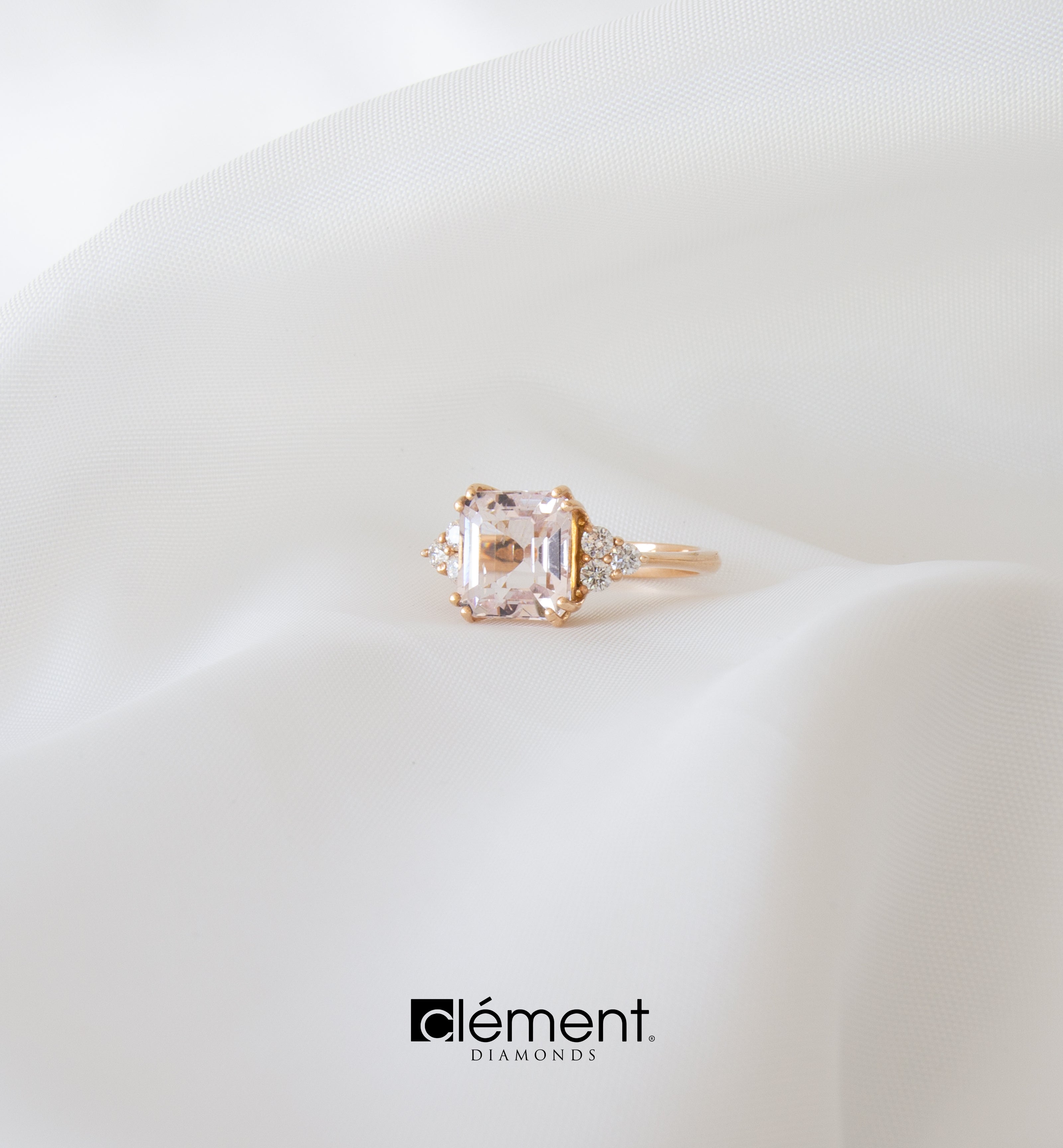 18ct Rose Gold Diamond & Morganite Ring