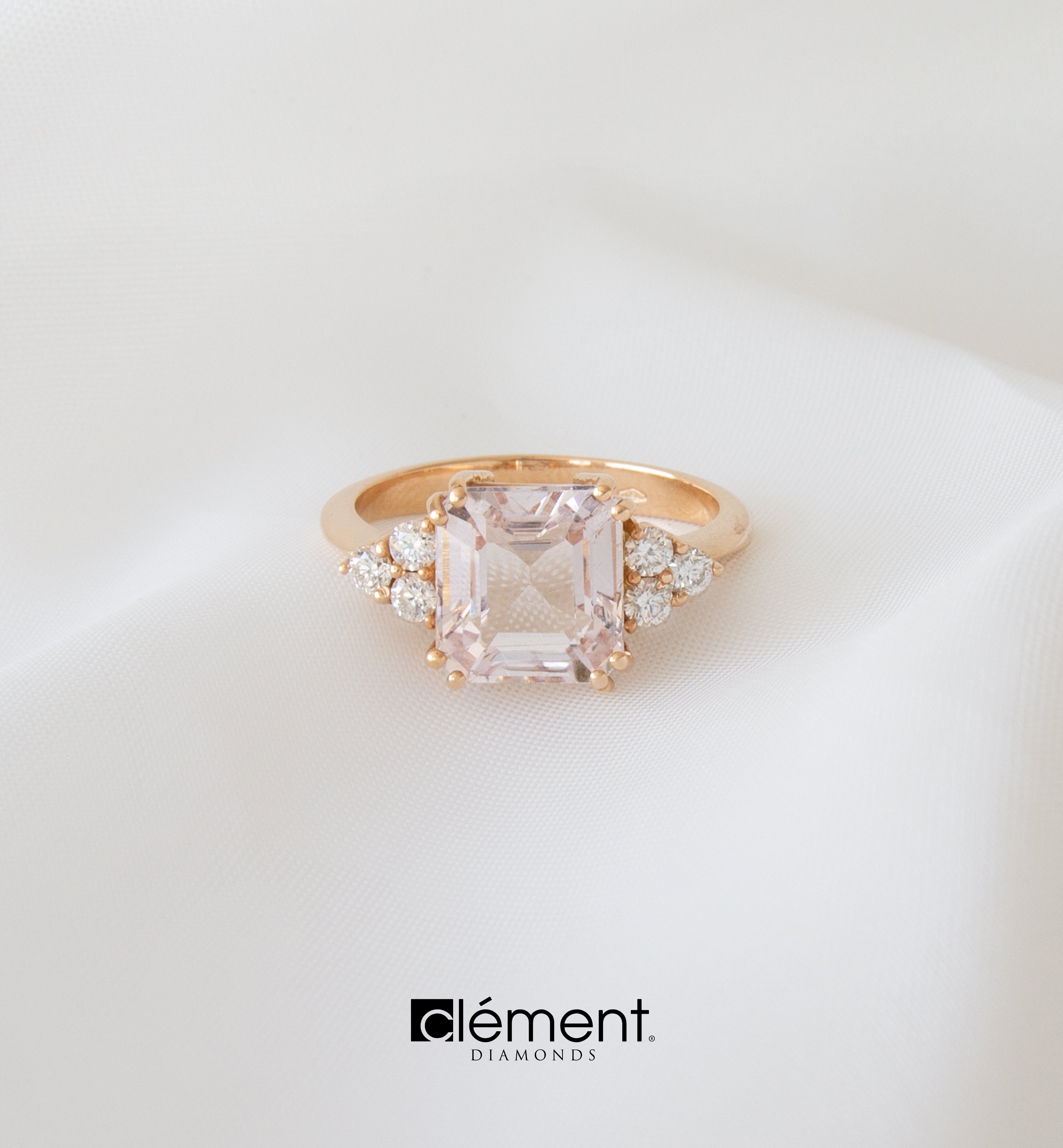 18ct Rose Gold Diamond & Morganite Ring