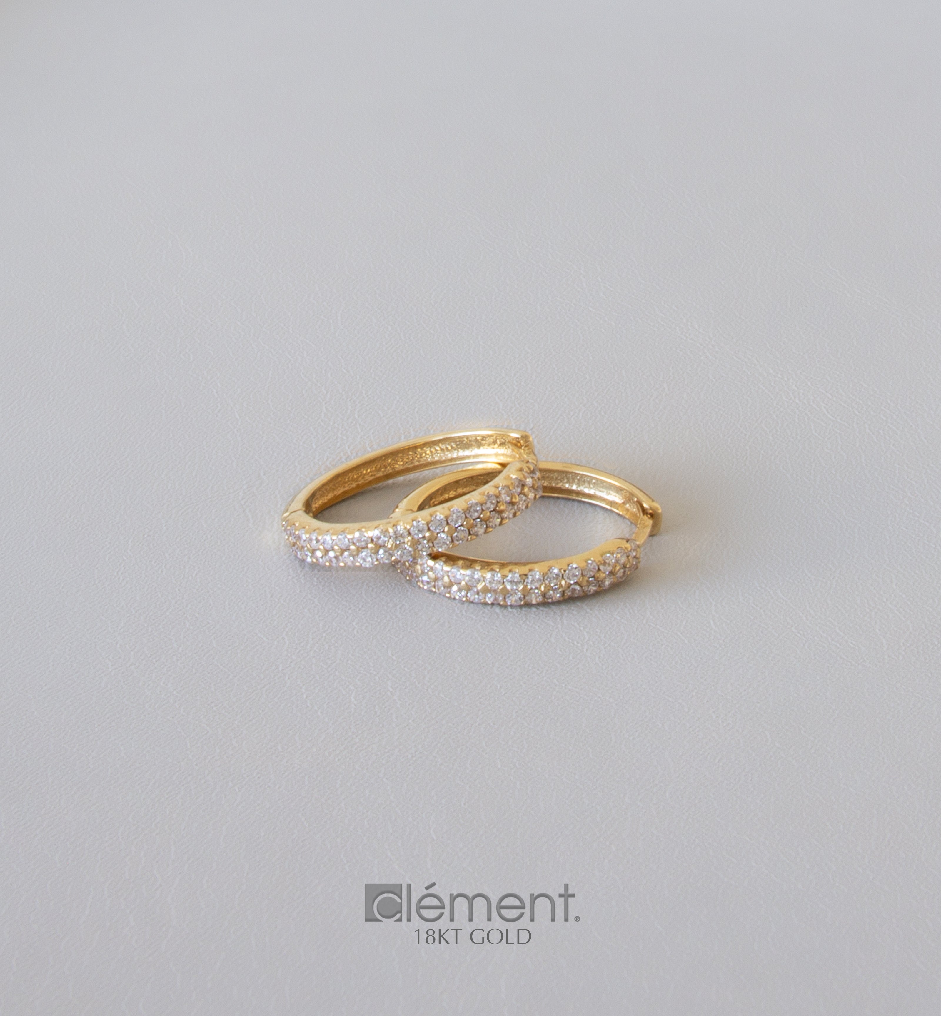18ct Yellow Gold Hoop Earrings with CZ Stones