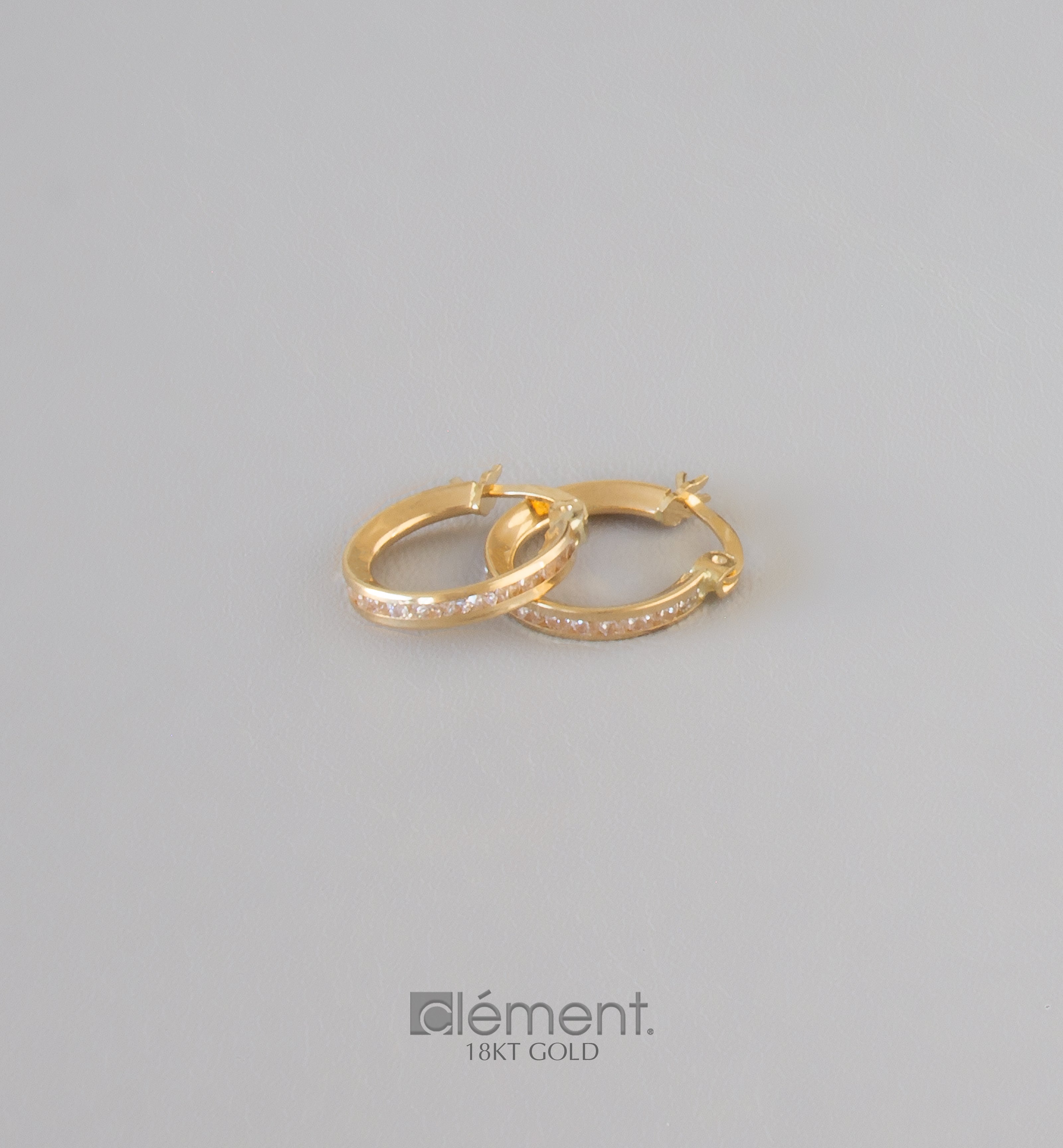 18ct Yellow Gold Hoop Earrings with CZ Stones