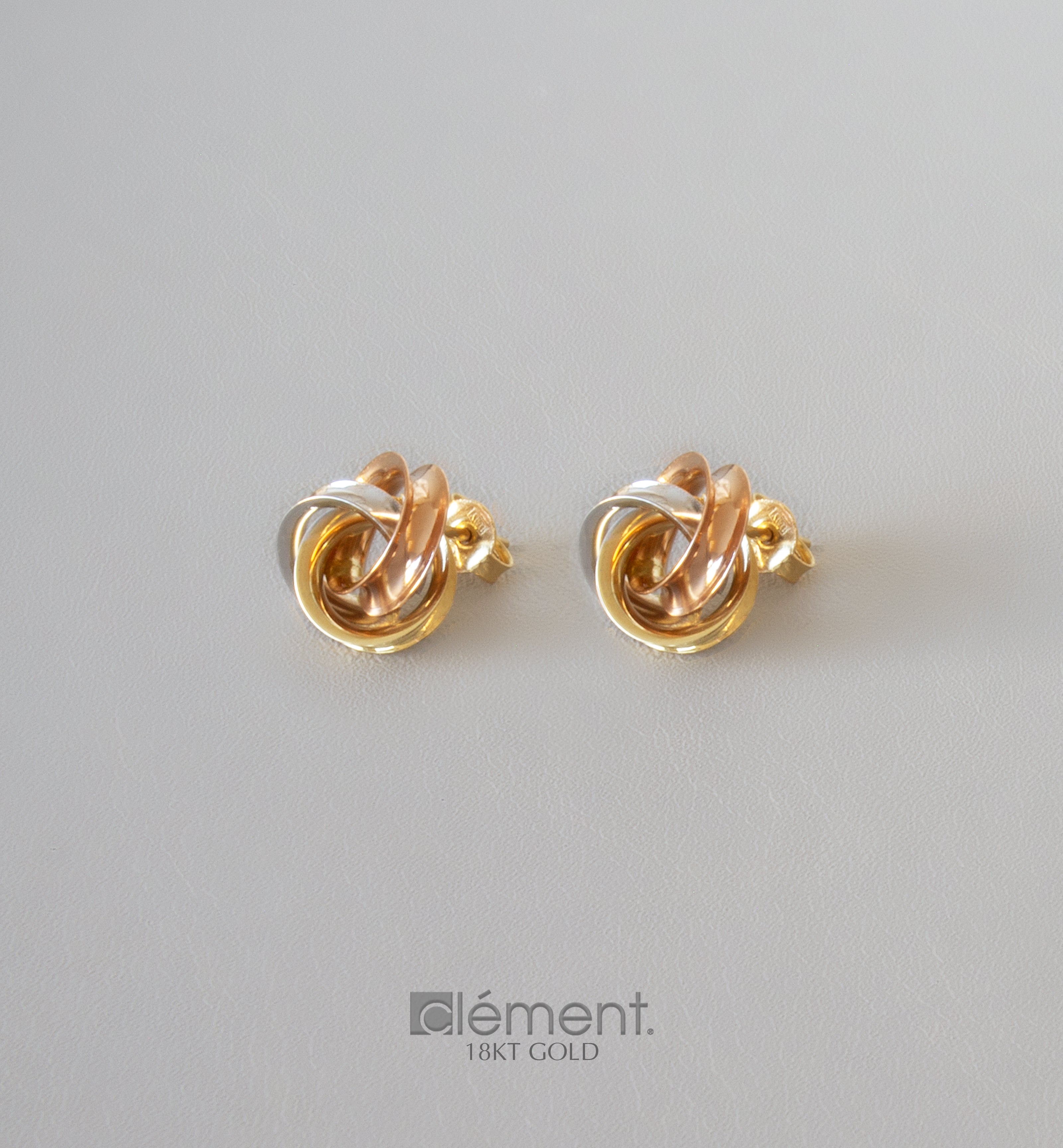 18ct Gold 3-Colour Knot Earrings