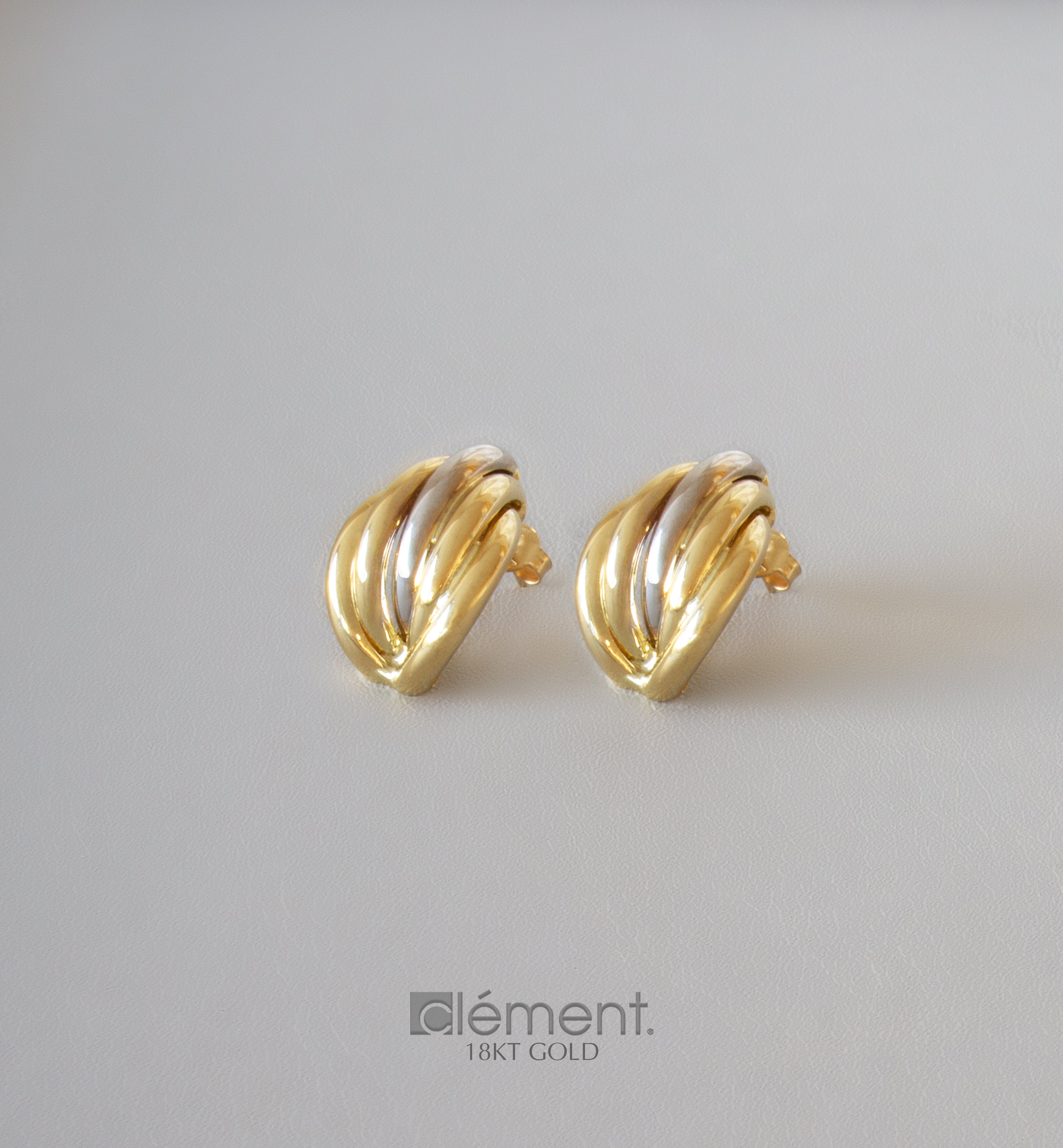 18ct Gold Two-Tone Design Earrings