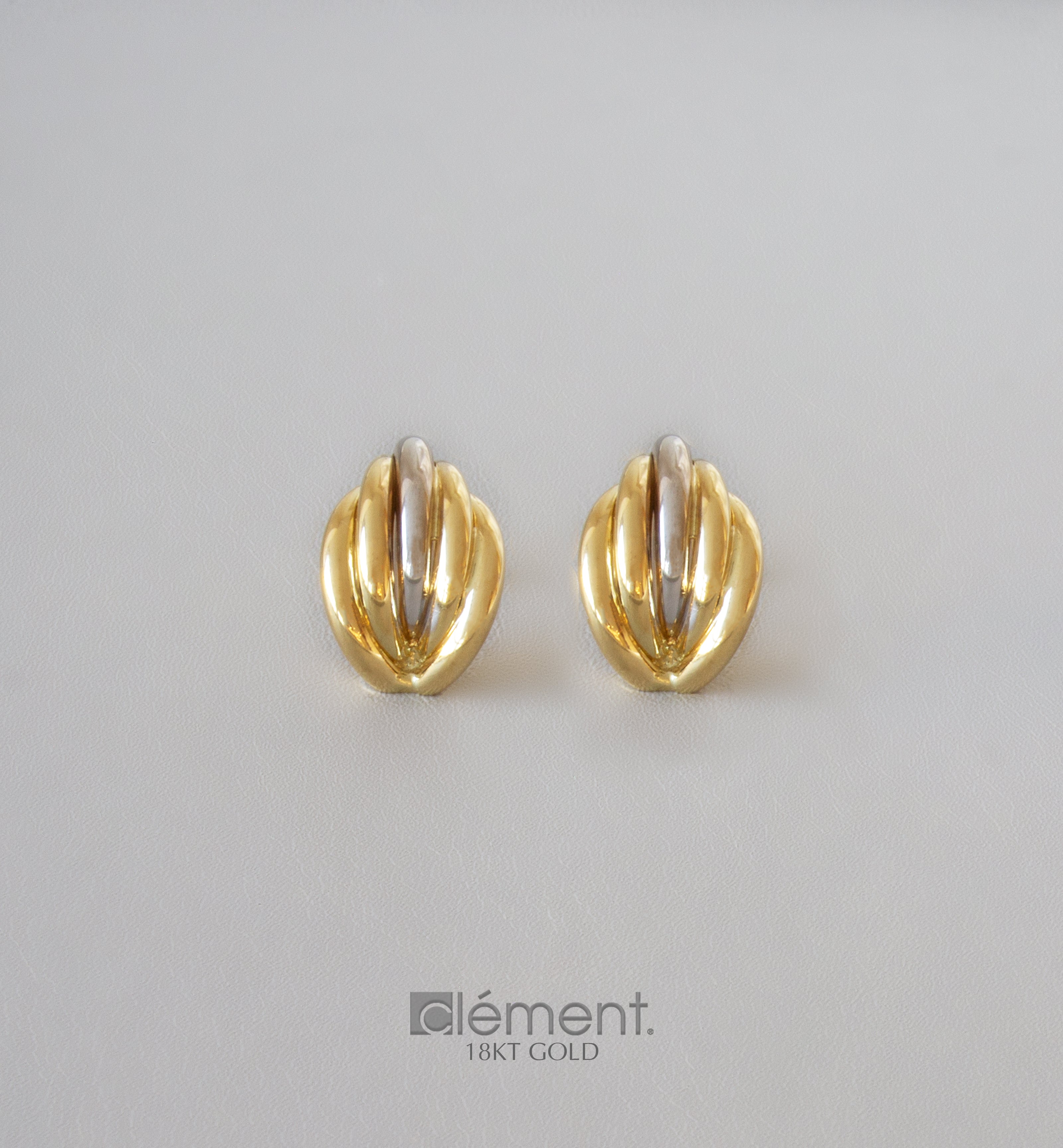 18ct Gold Two-Tone Design Earrings