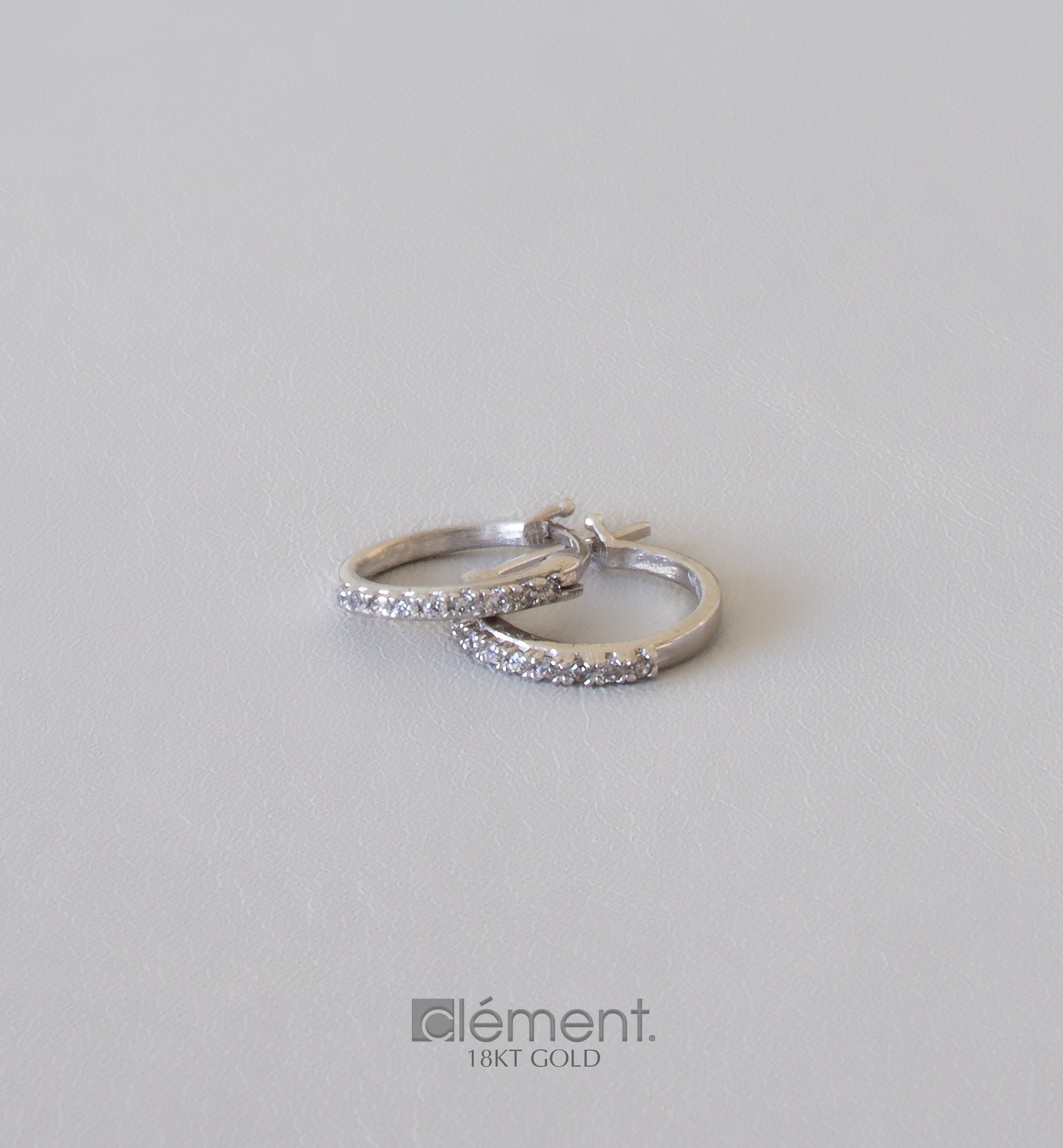 18ct White Gold Hoop Earrings with CZ Stones