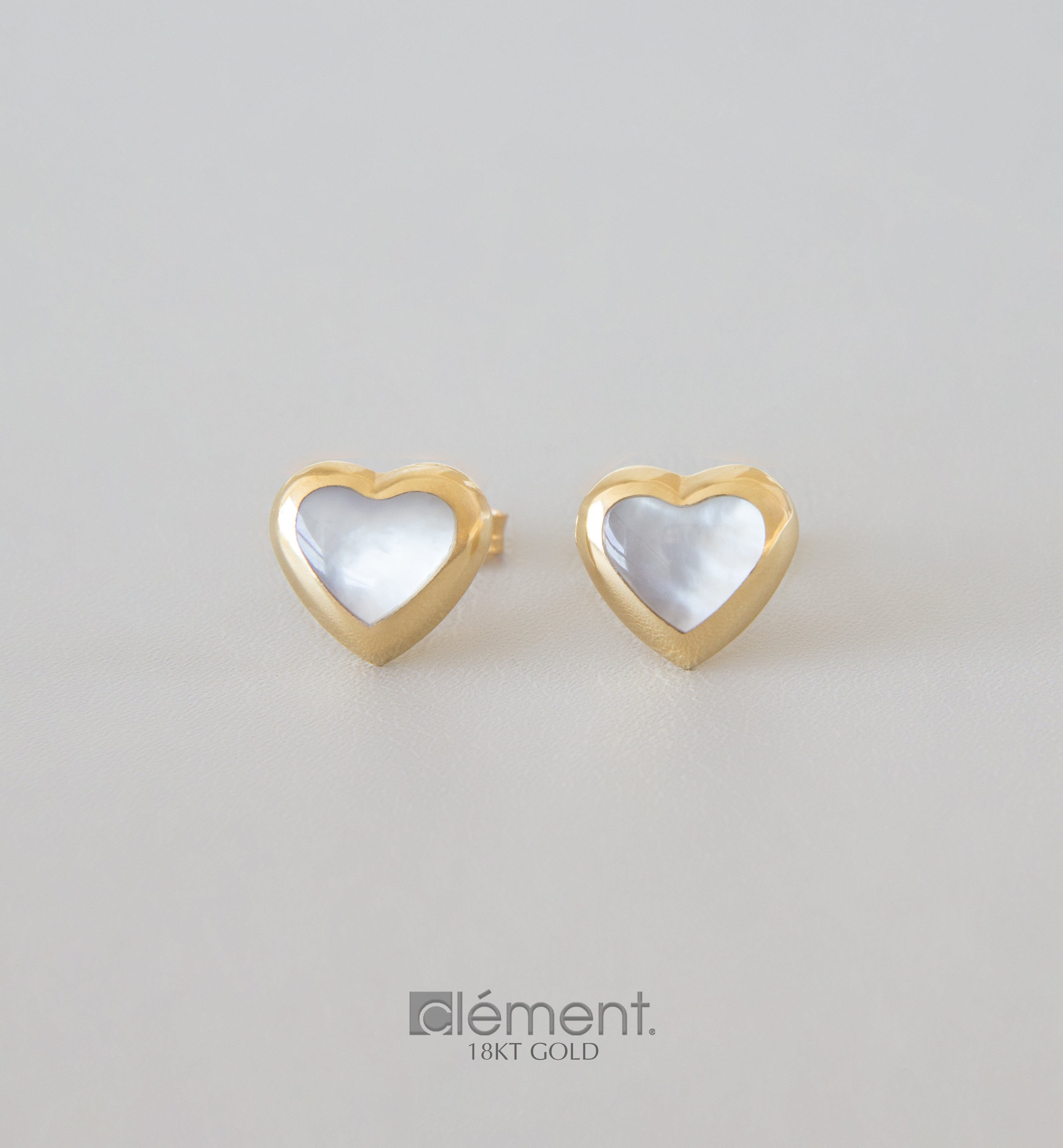 18ct Yellow Gold Heart Earrings with Mother of Pearl