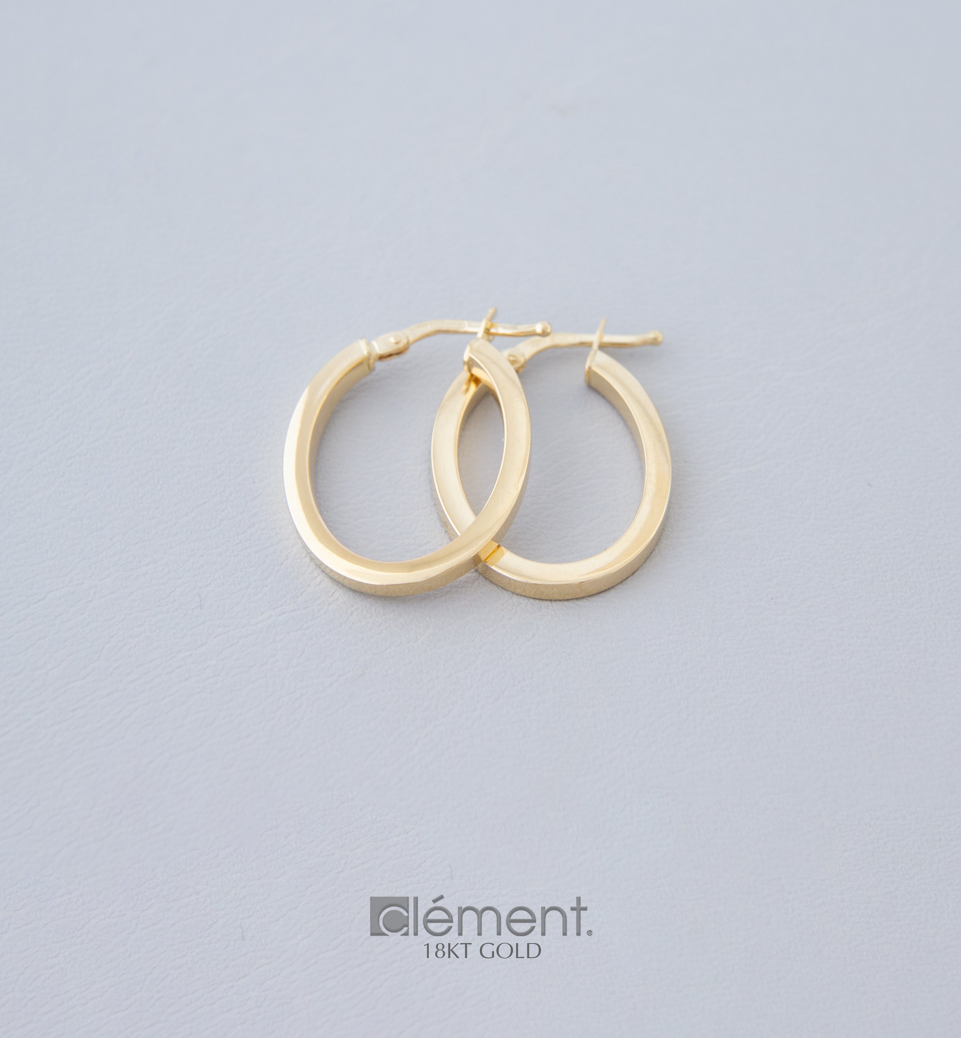 18ct Yellow Gold Oval Flat Hoop Earrings