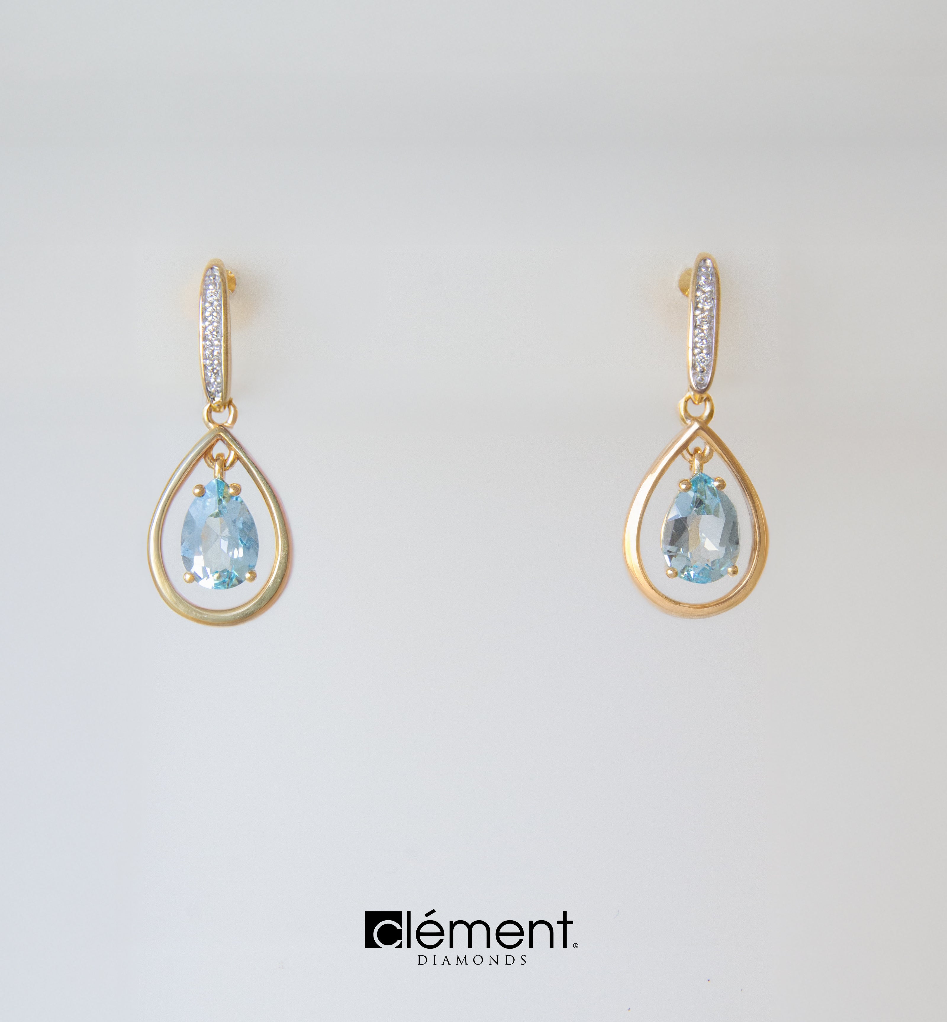 18ct Yellow Gold Diamond and Topaz Earrings