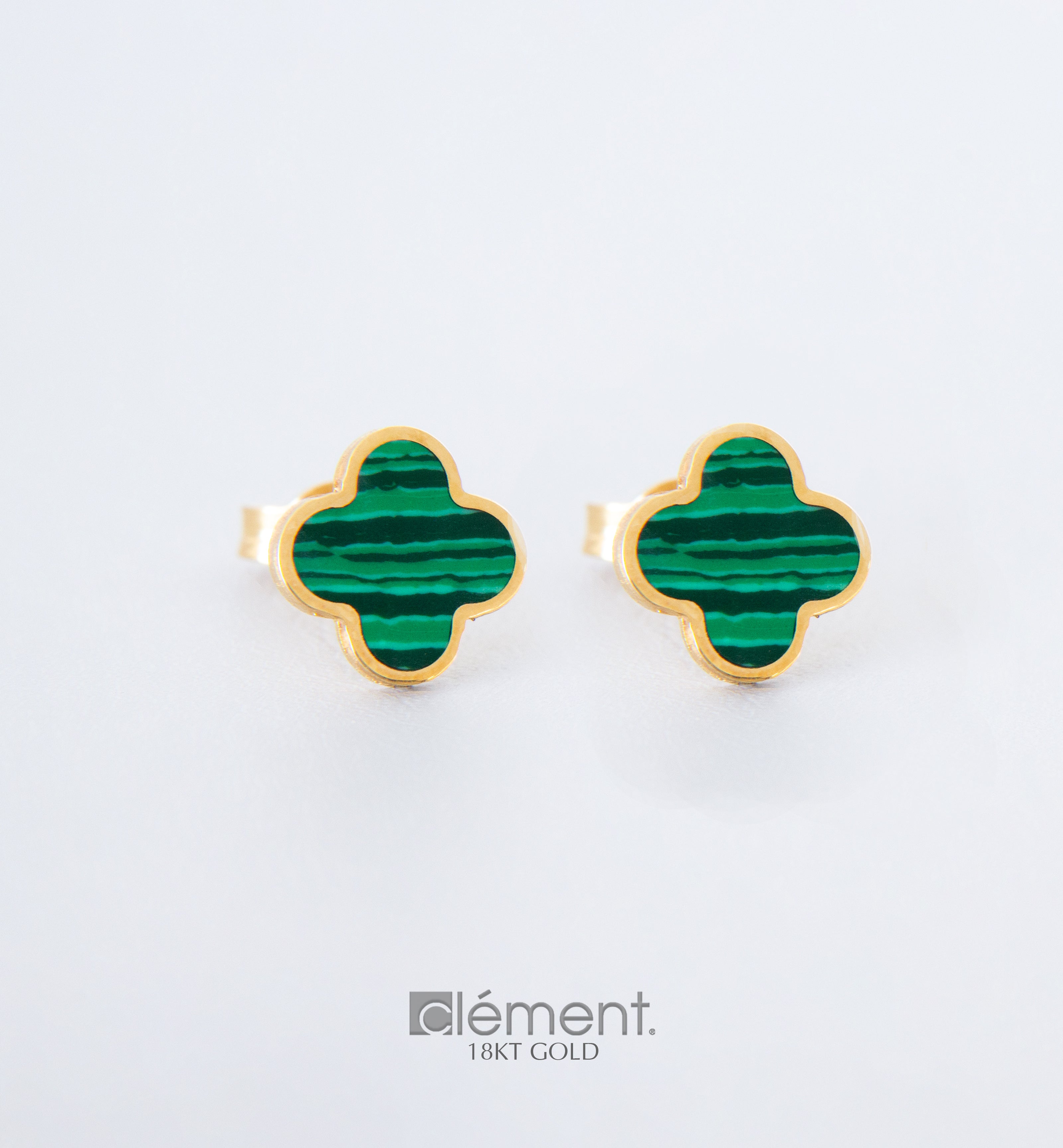 18ct Yellow Gold Earrings with Malachite