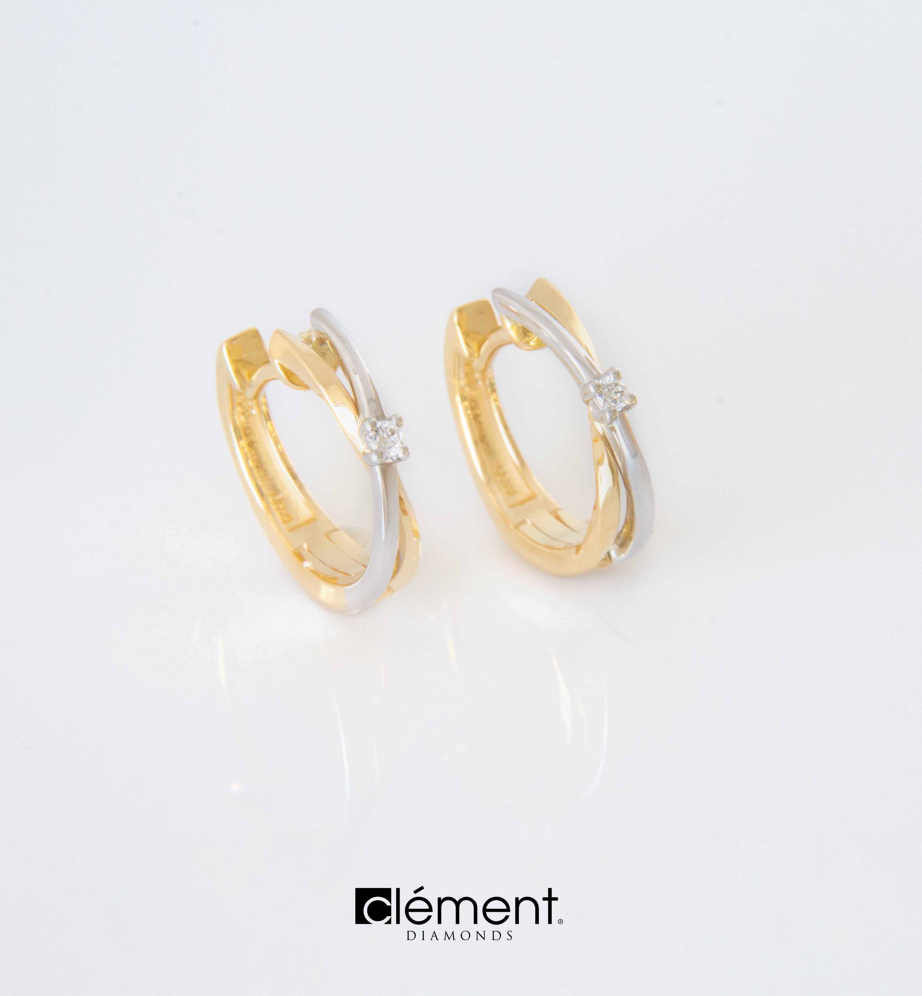 18ct Gold Two-Tone Diamond Hoop Earrings