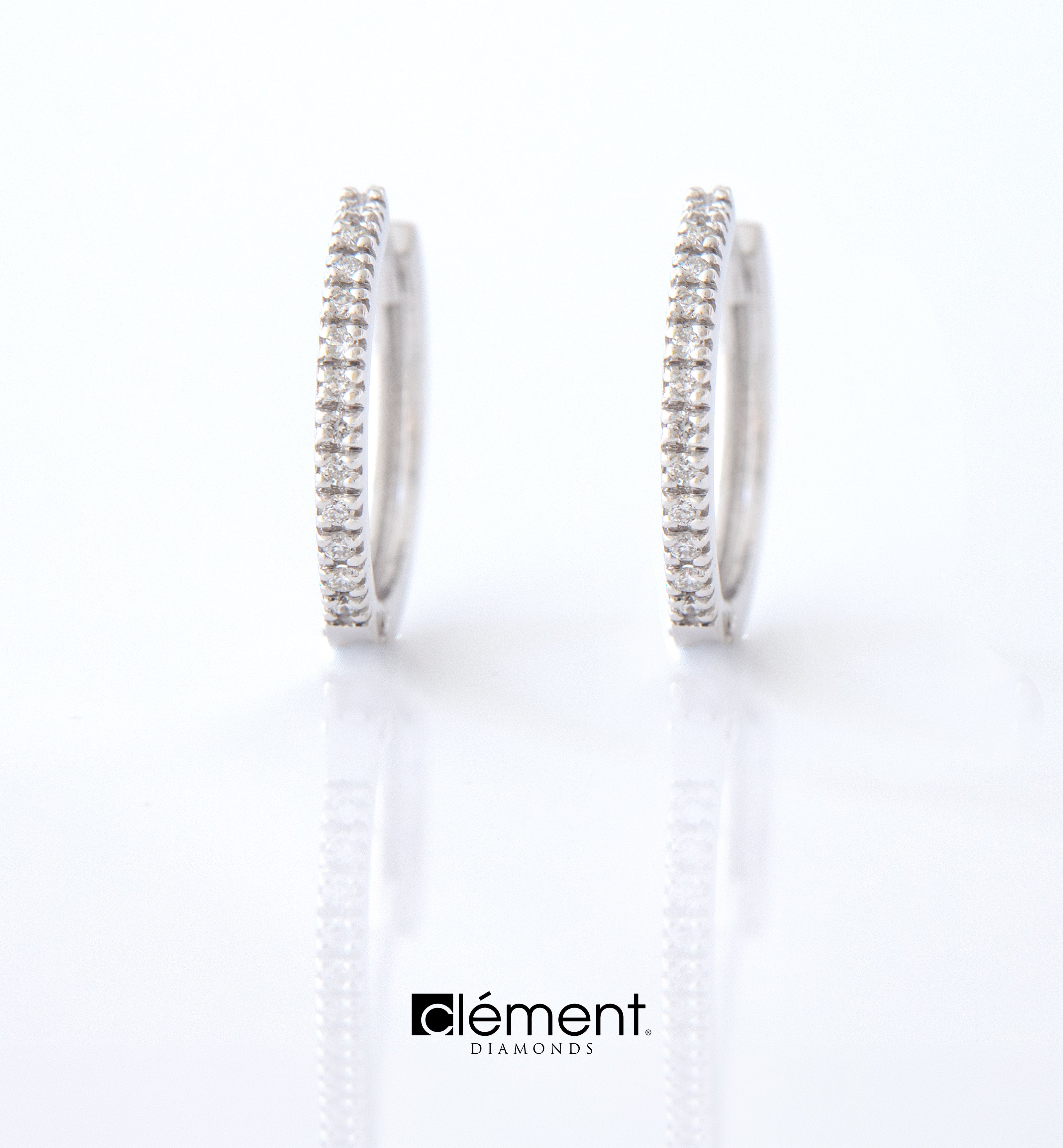 18ct White Gold Natural Diamond Hoop Earrings