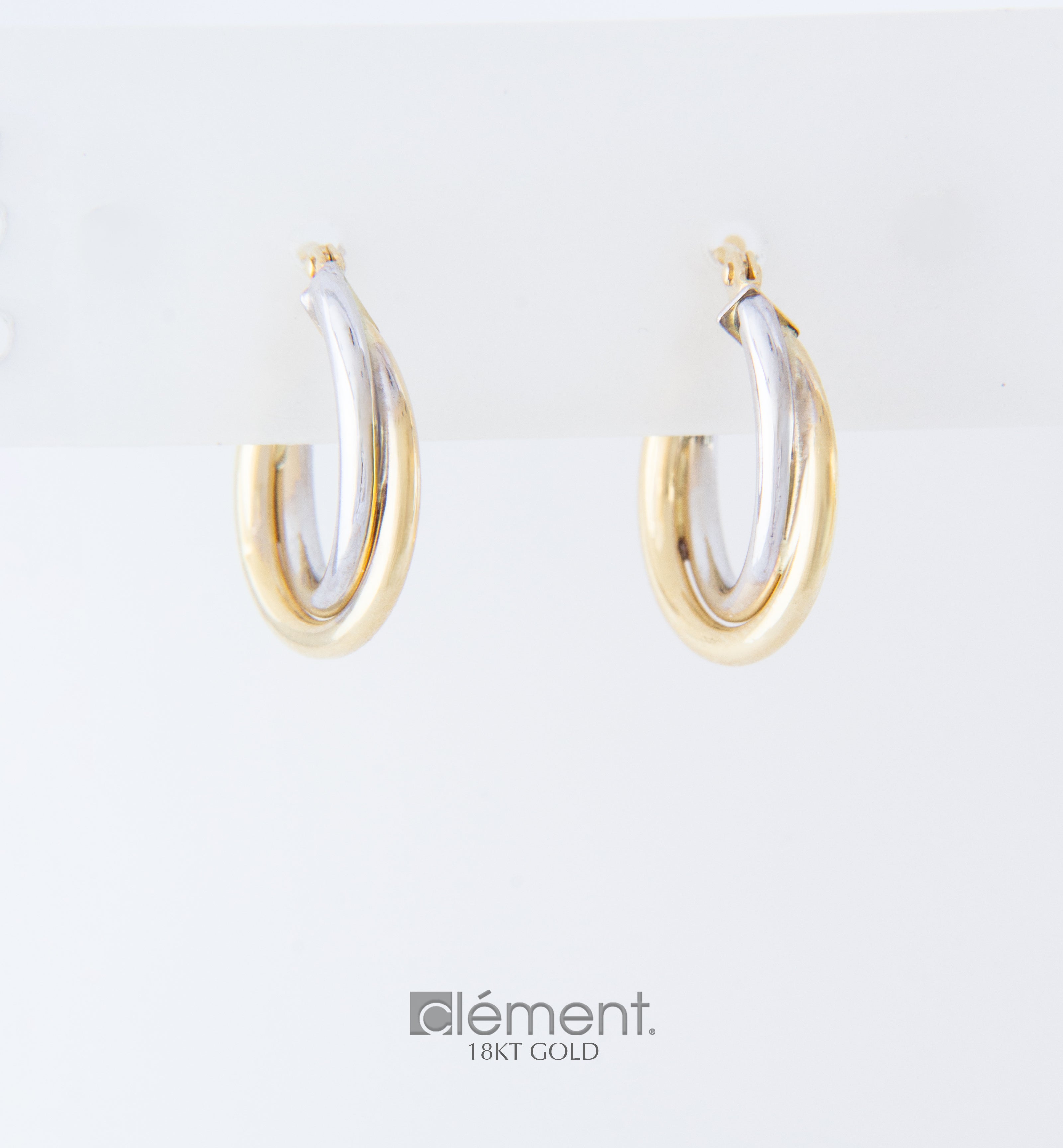 18ct Gold Two-Tone Hoop Earrings