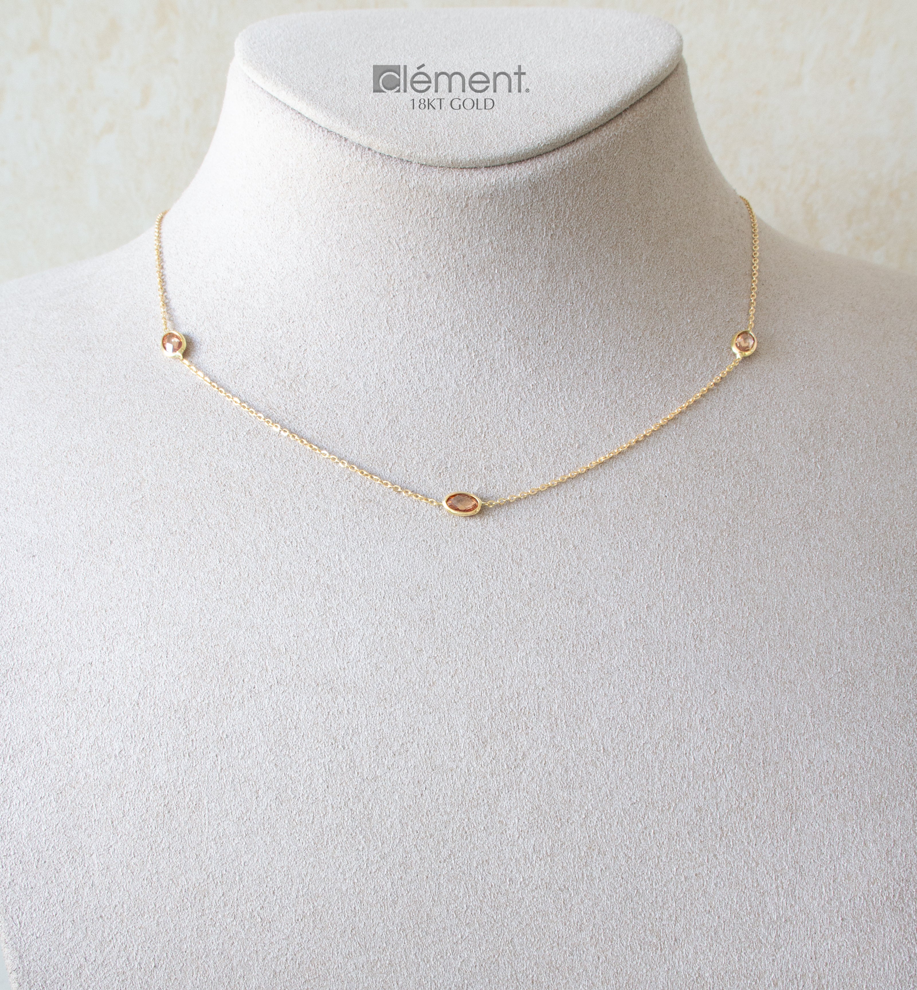 18ct Yellow Gold Necklace with CZ Stones