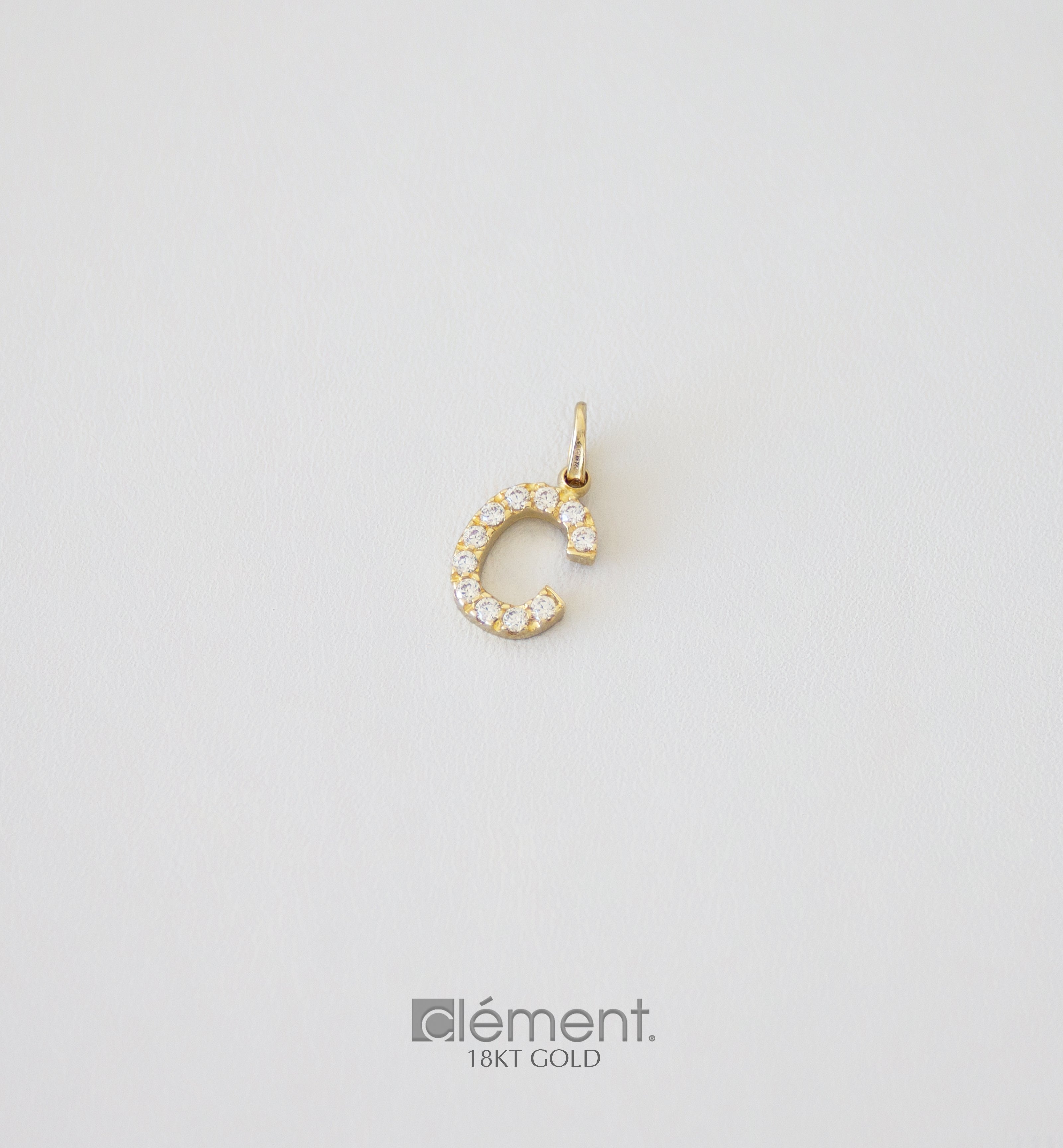 18ct Yellow Gold Initial C With Cubic Zircon Stones