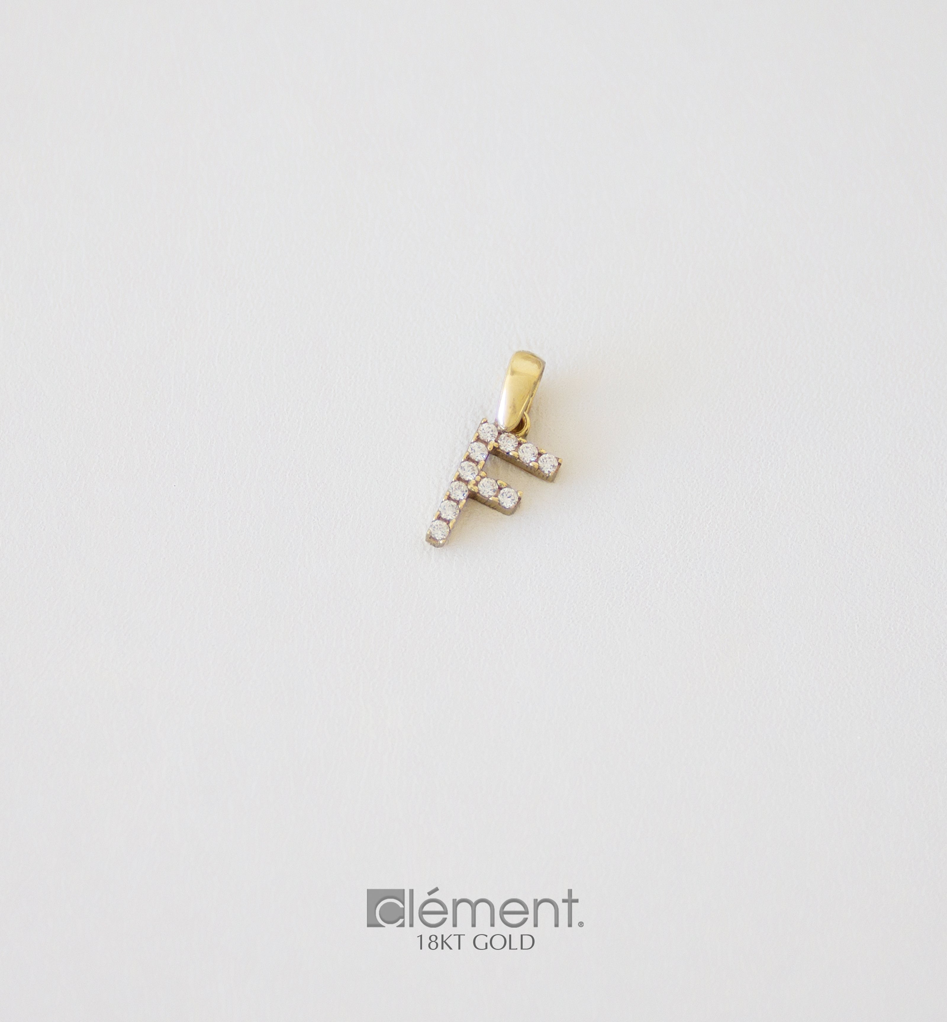18ct Yellow Gold Initial F With Cubic Zircon Stones