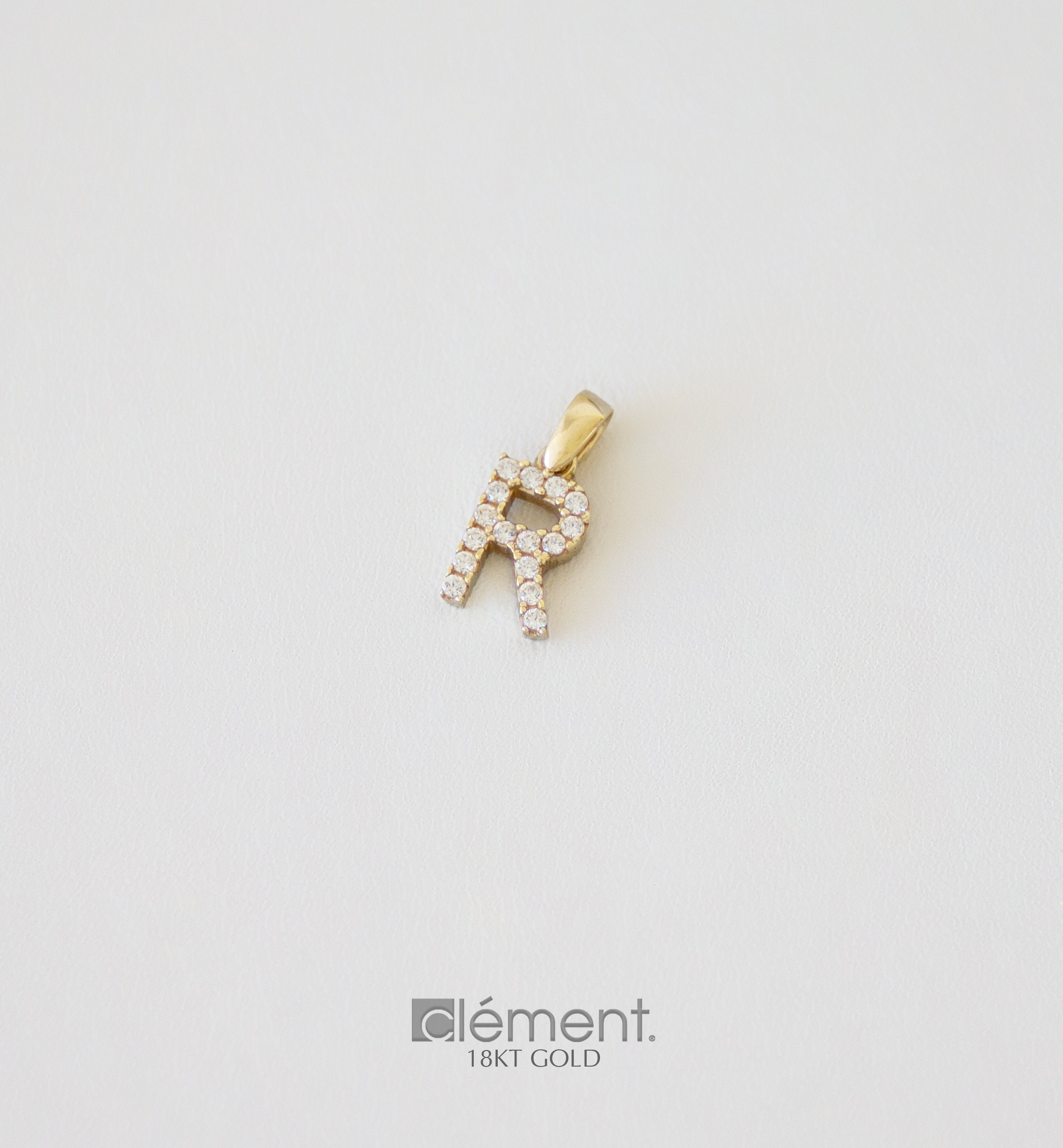 18ct Yellow Gold Initial R With Cubic Zircon Stones