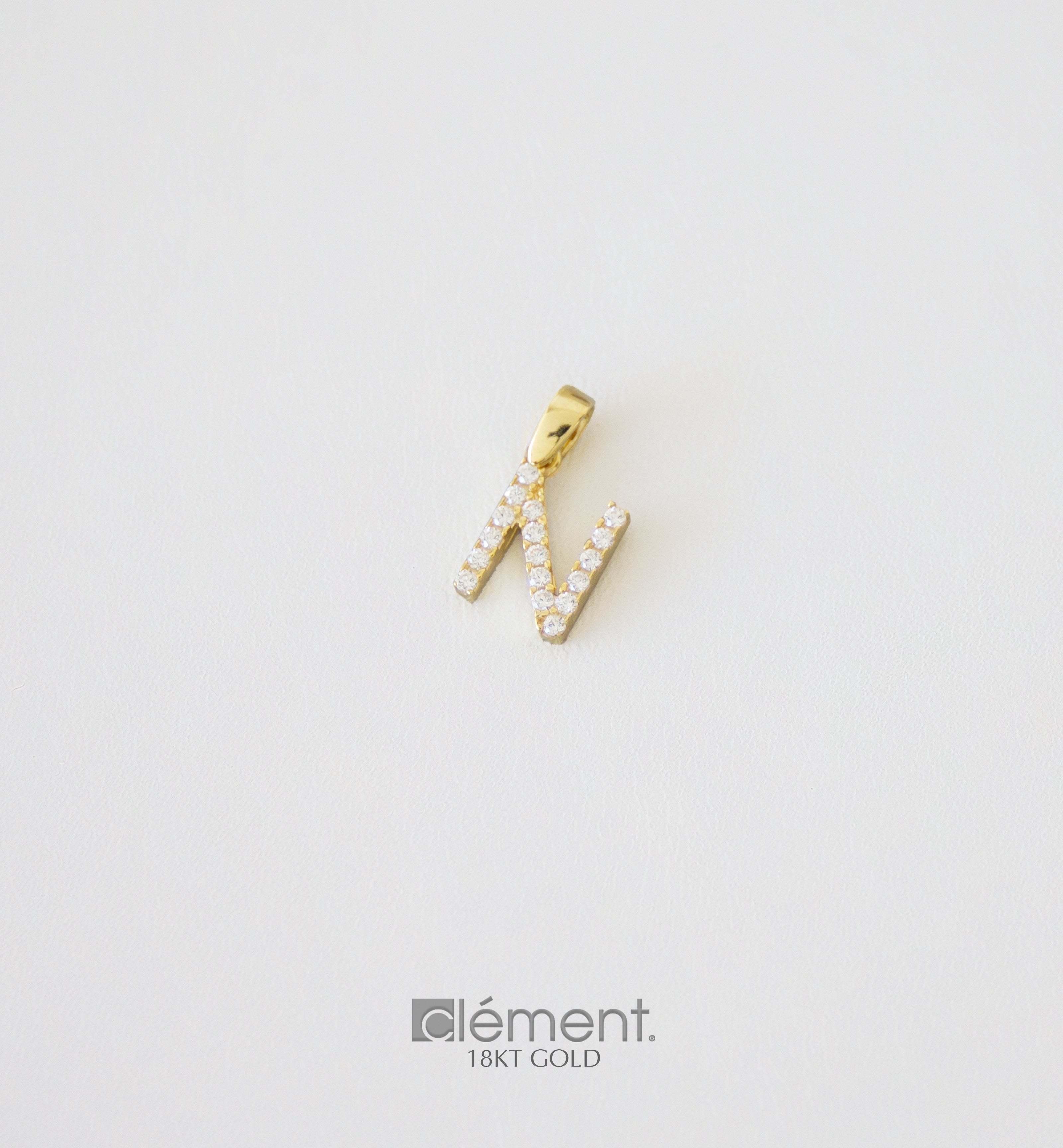 18ct Yellow Gold Initial N With Cubic Zircon Stones
