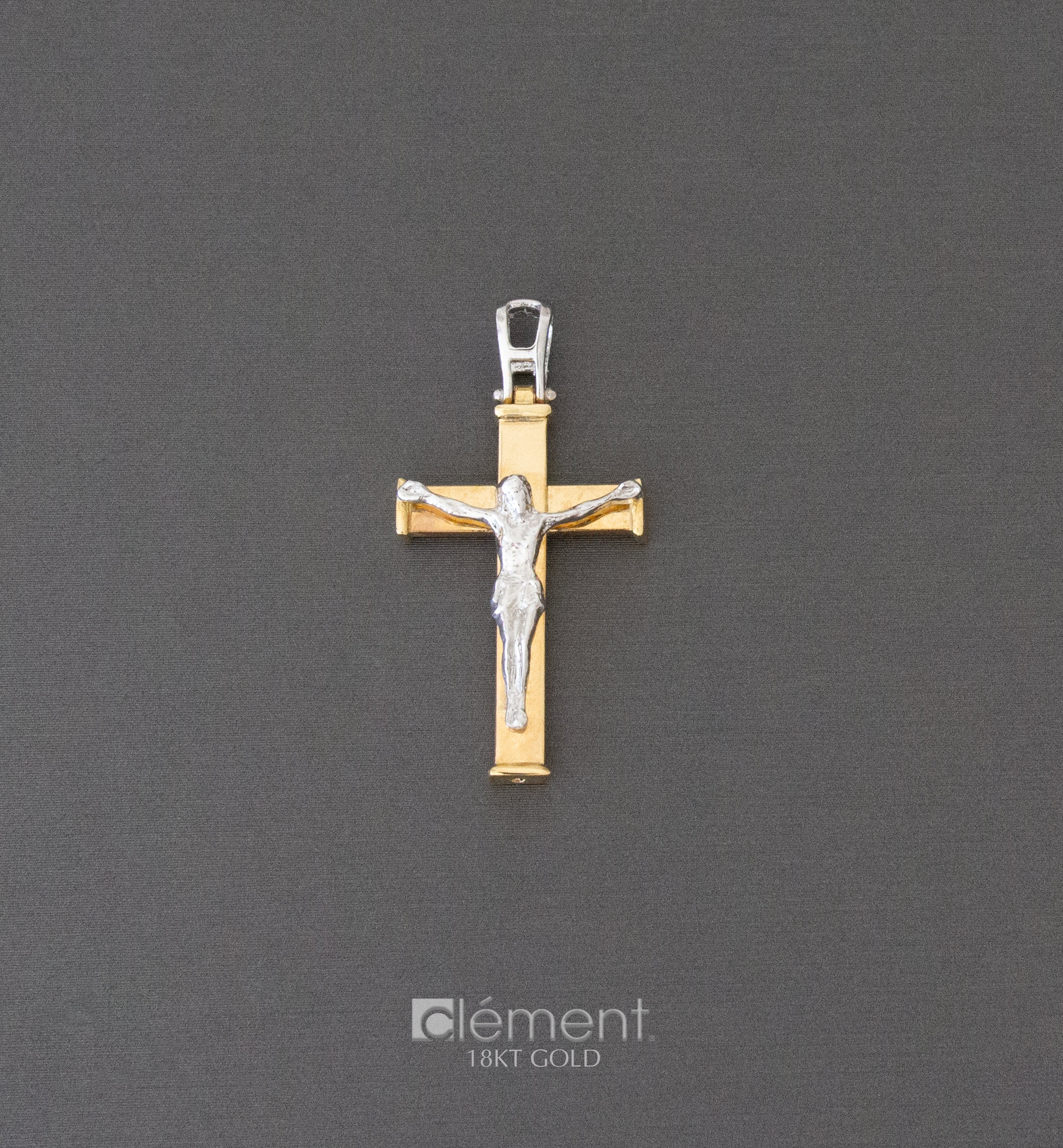 18ct Gold Two-Tone Cross Pendant