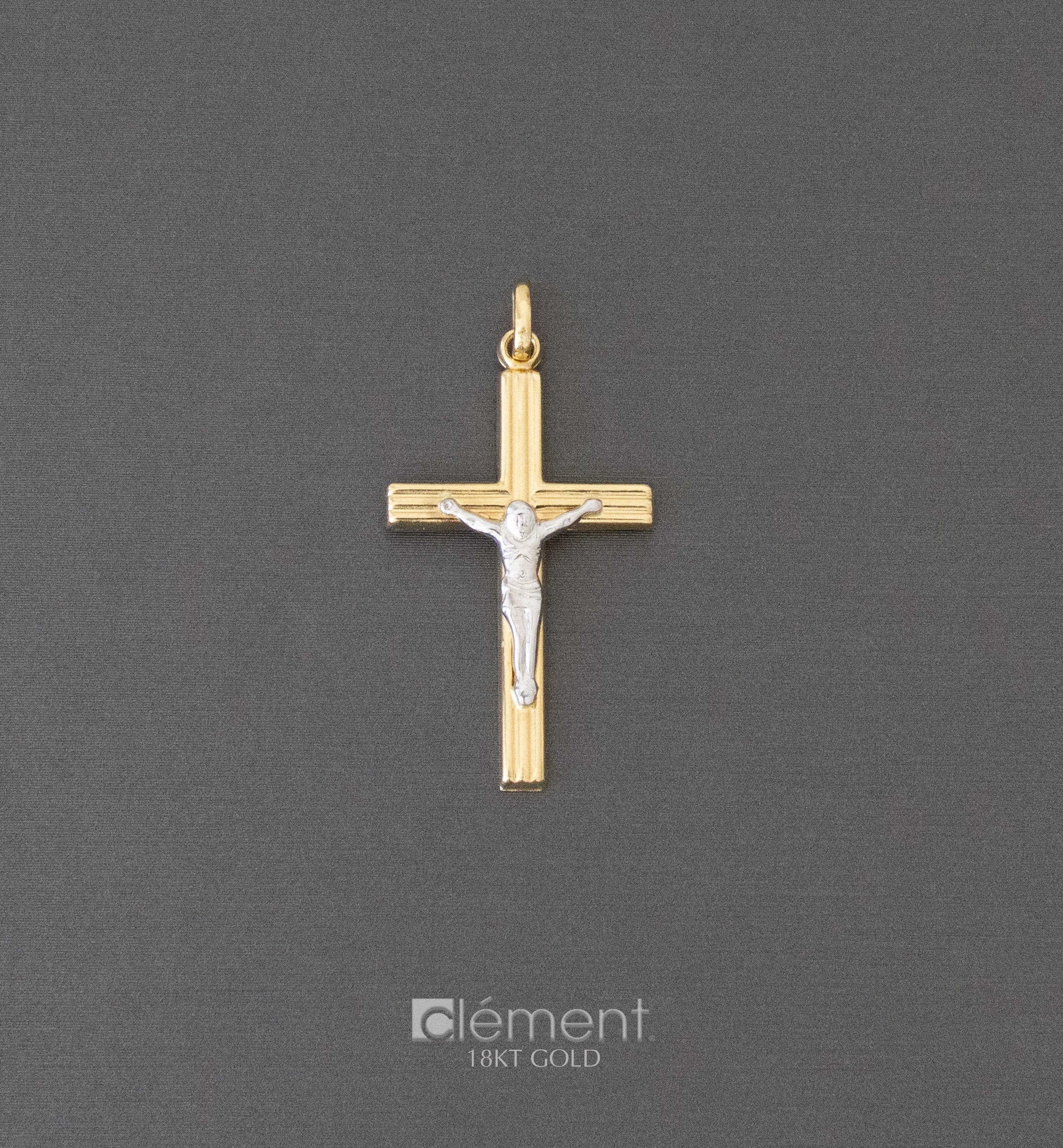 18ct Gold Two-Tone Cross Pendant