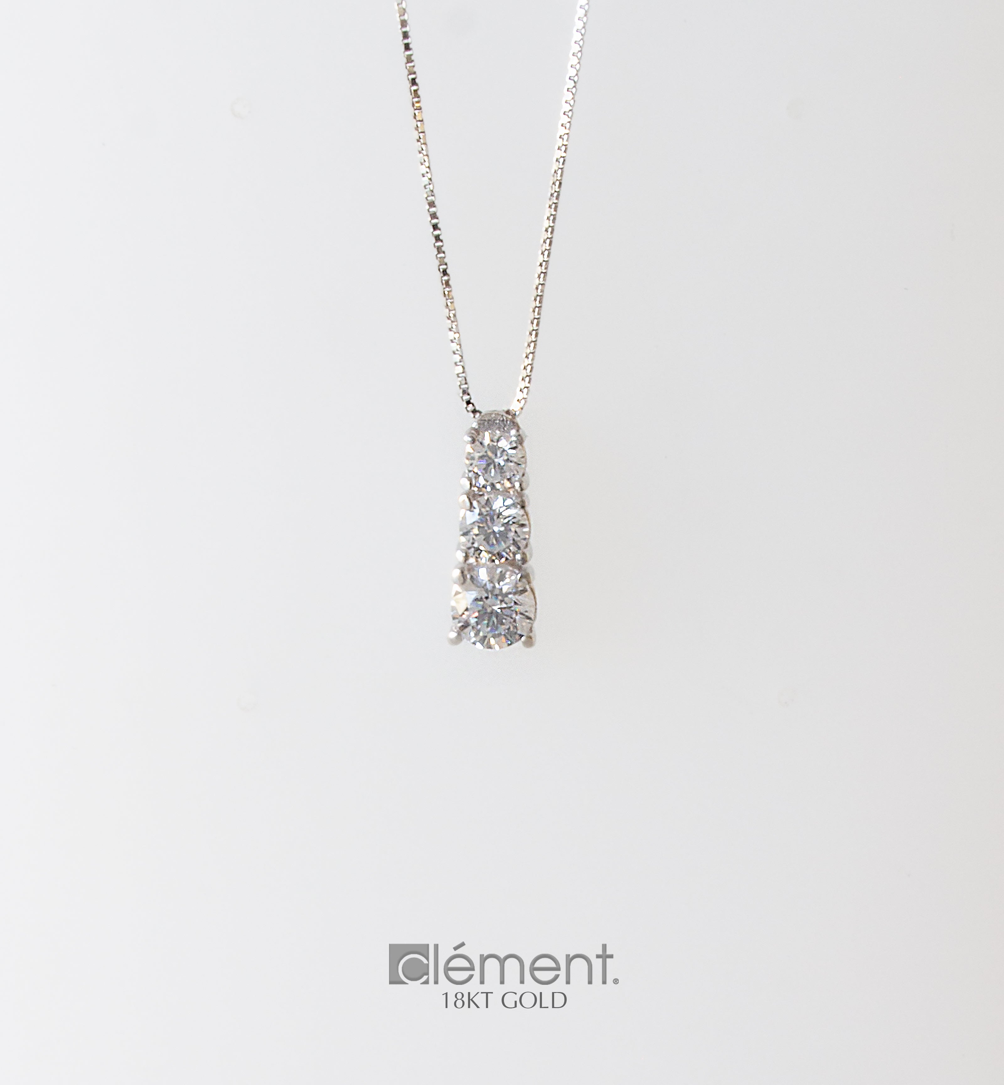 18ct Gold Trilogy Pendant Necklace with CZ Stones