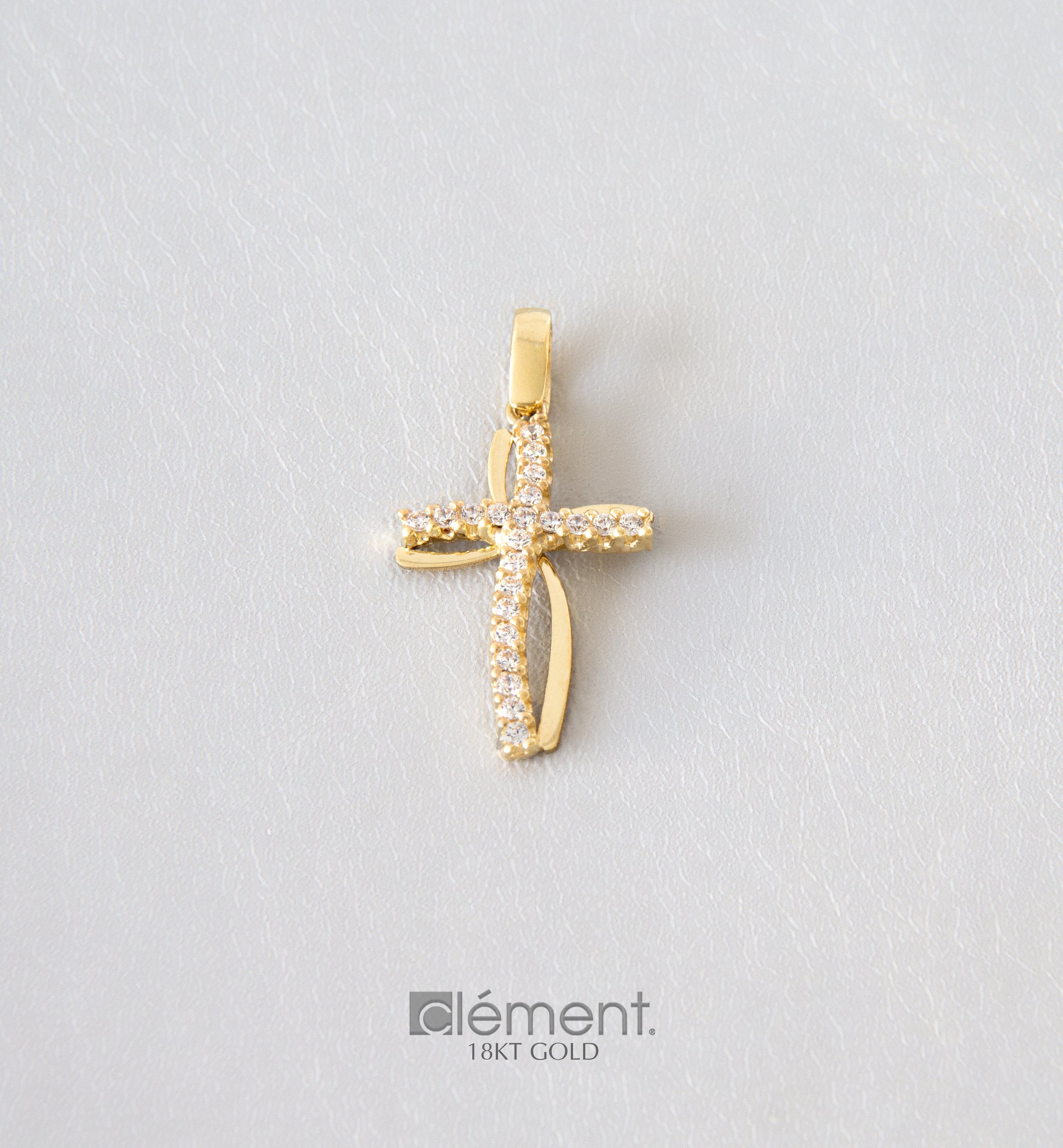 18ct Gold Cross Pendant with CZ Stones