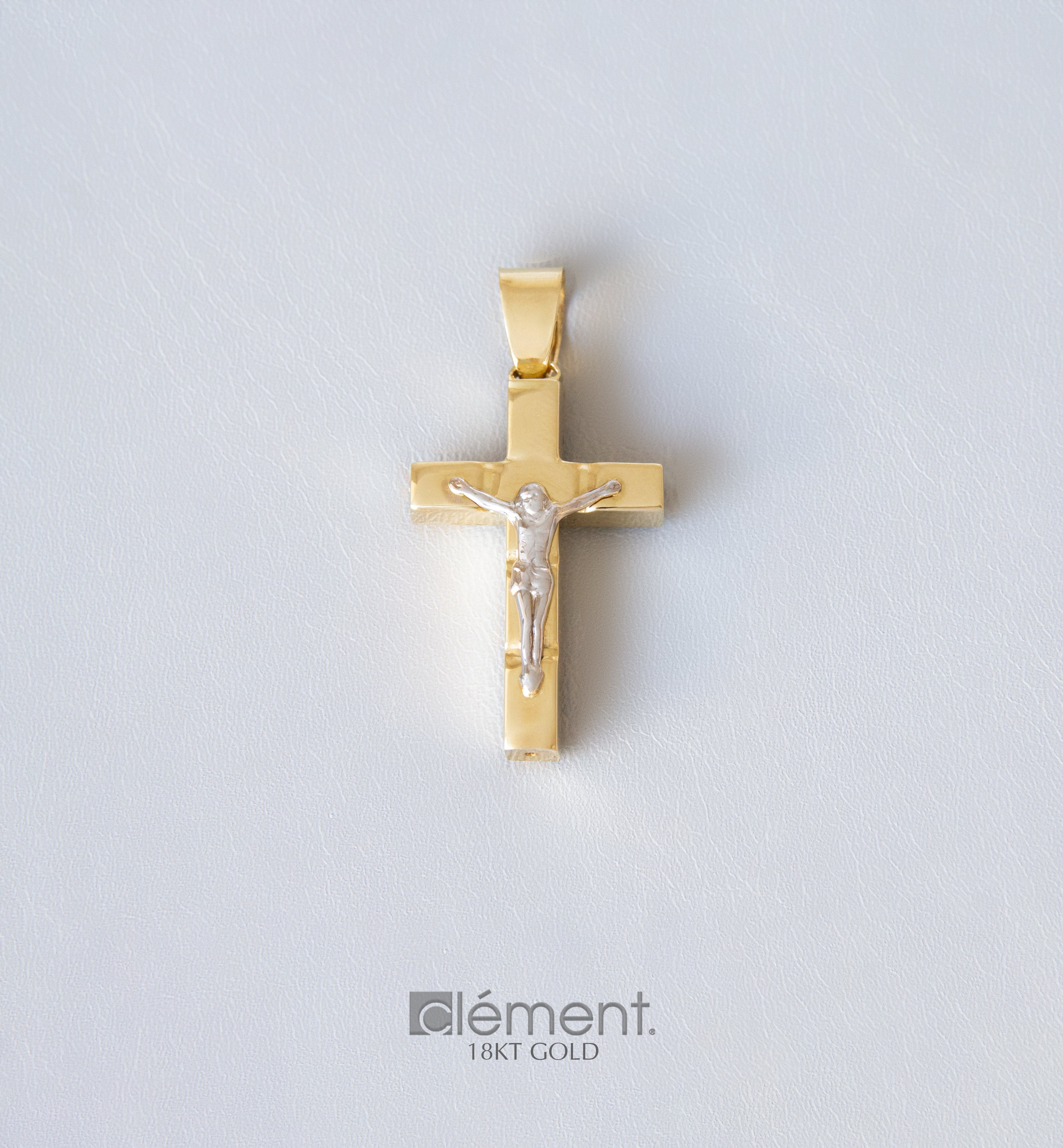 18ct Gold Two-Tone Cross Pendant
