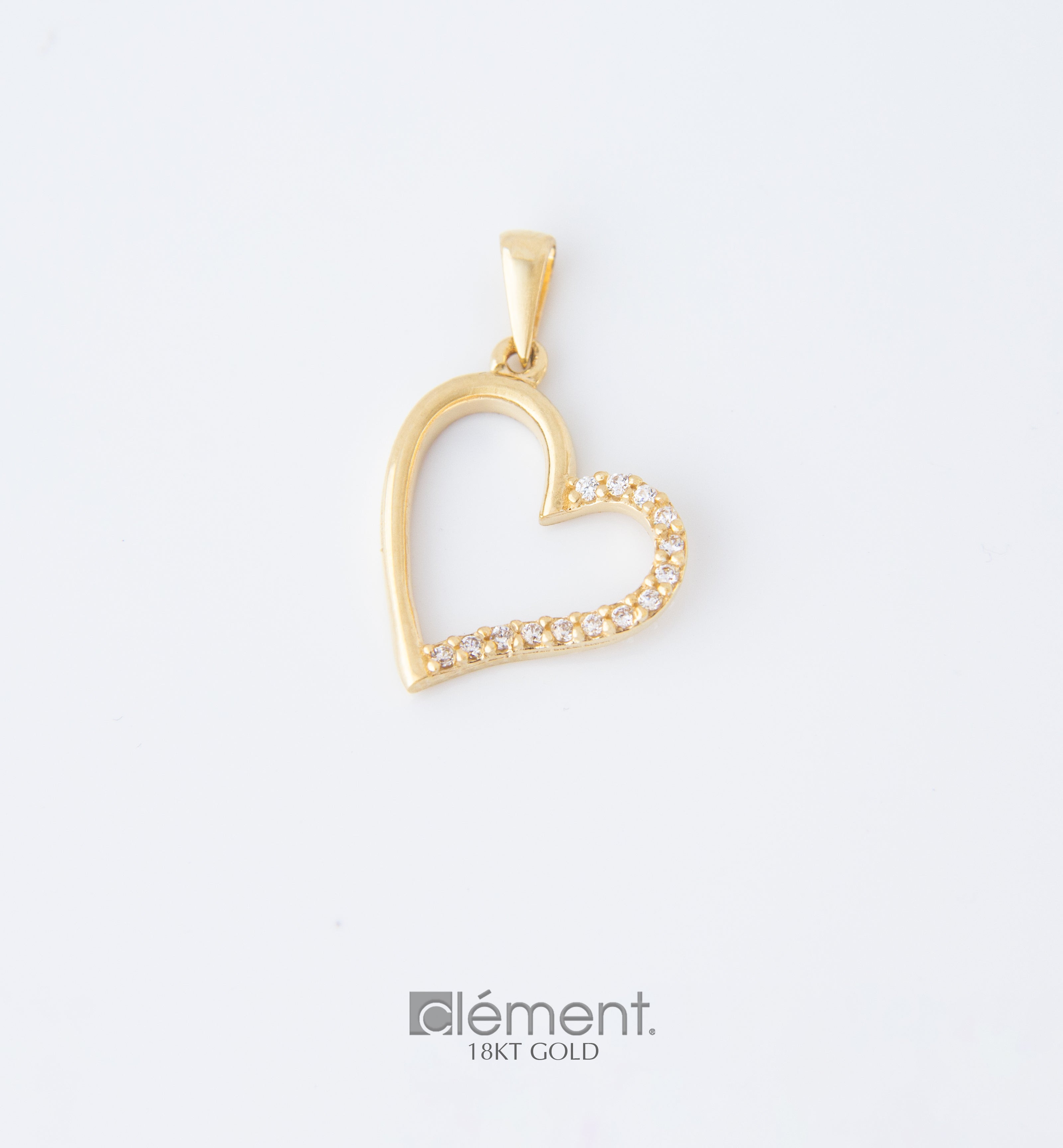18ct Yellow Gold Heart Pendant with CZ Stones