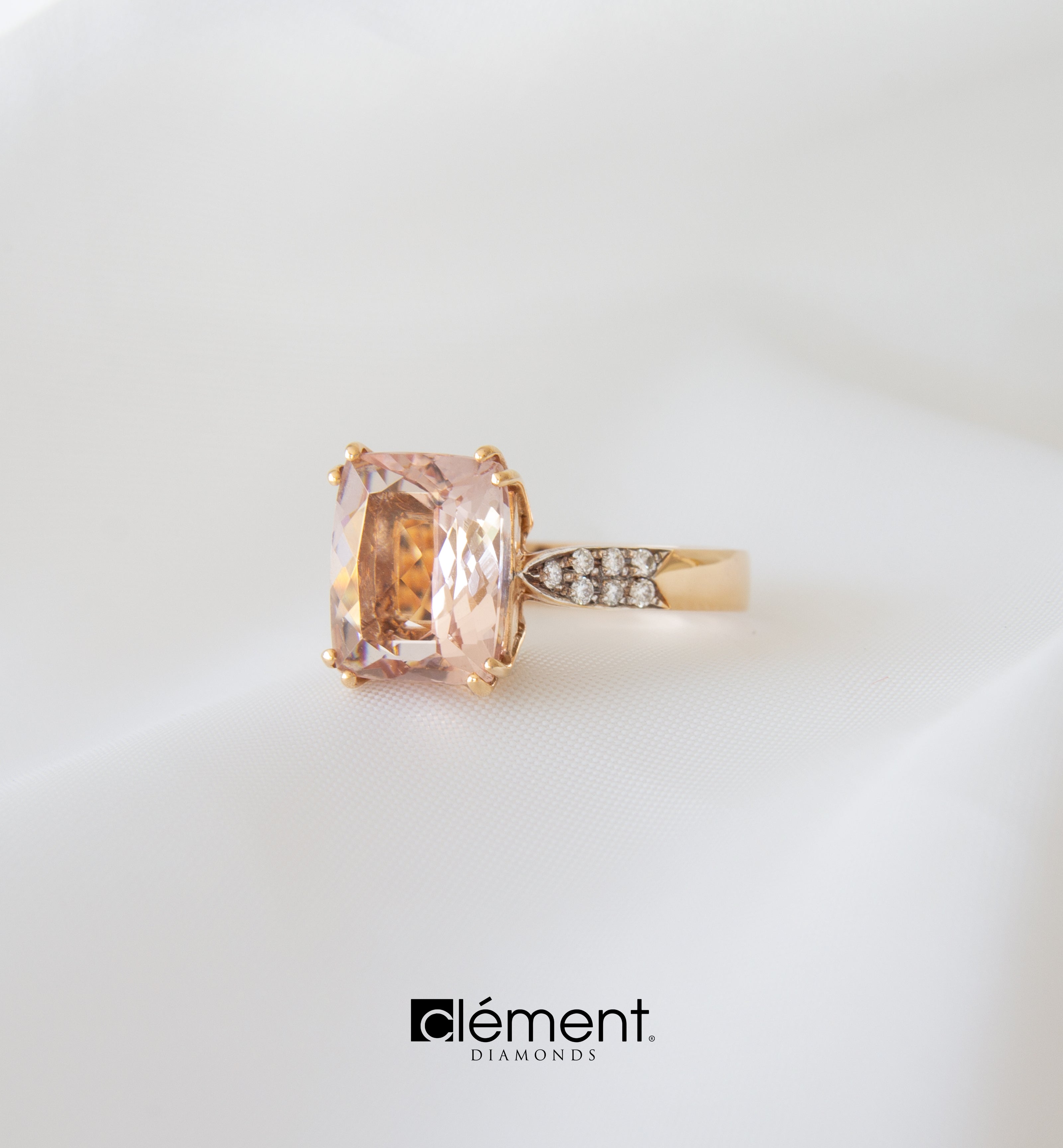 18ct Rose Gold Diamond & Morganite Ring