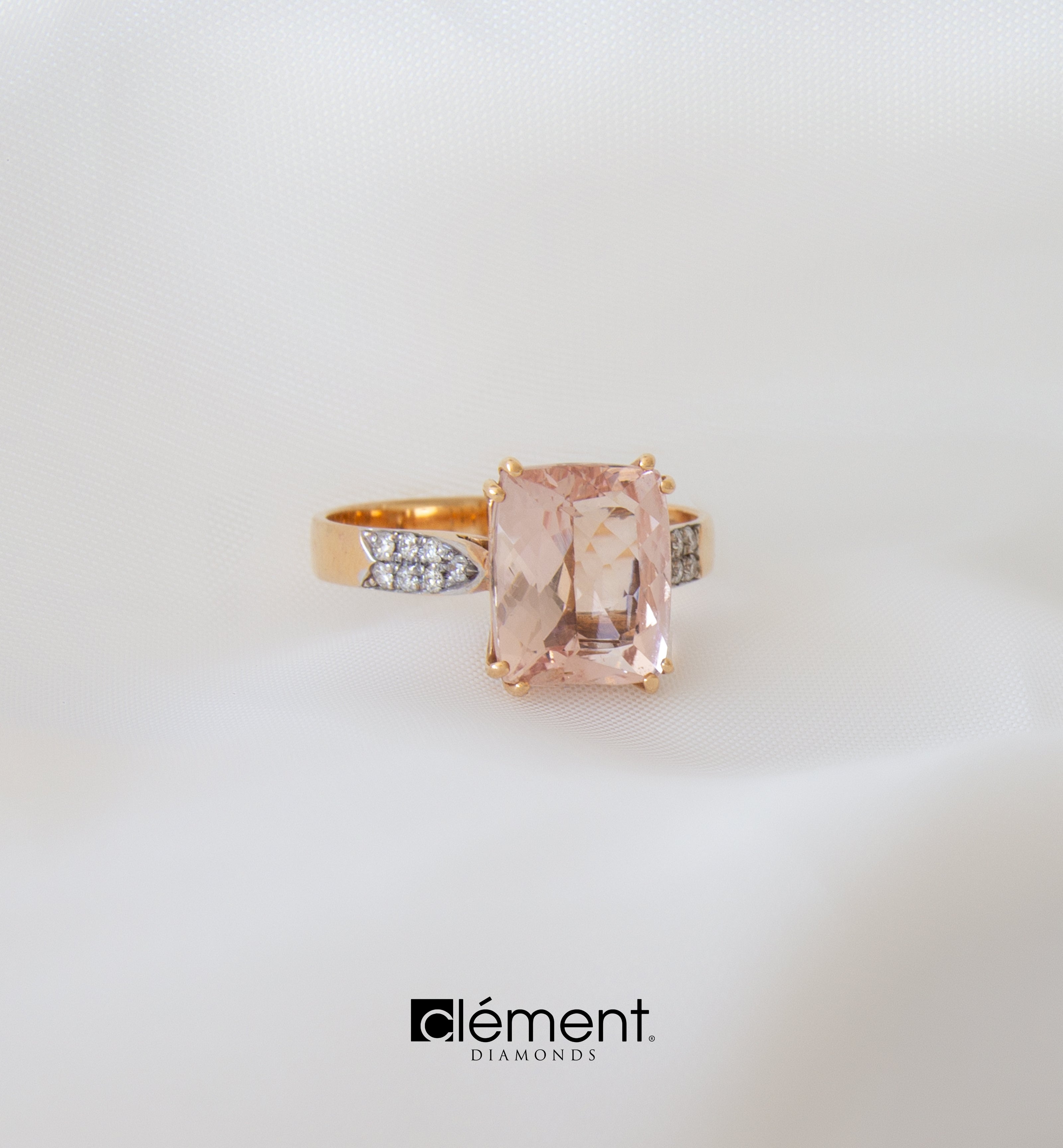 18ct Rose Gold Diamond & Morganite Ring