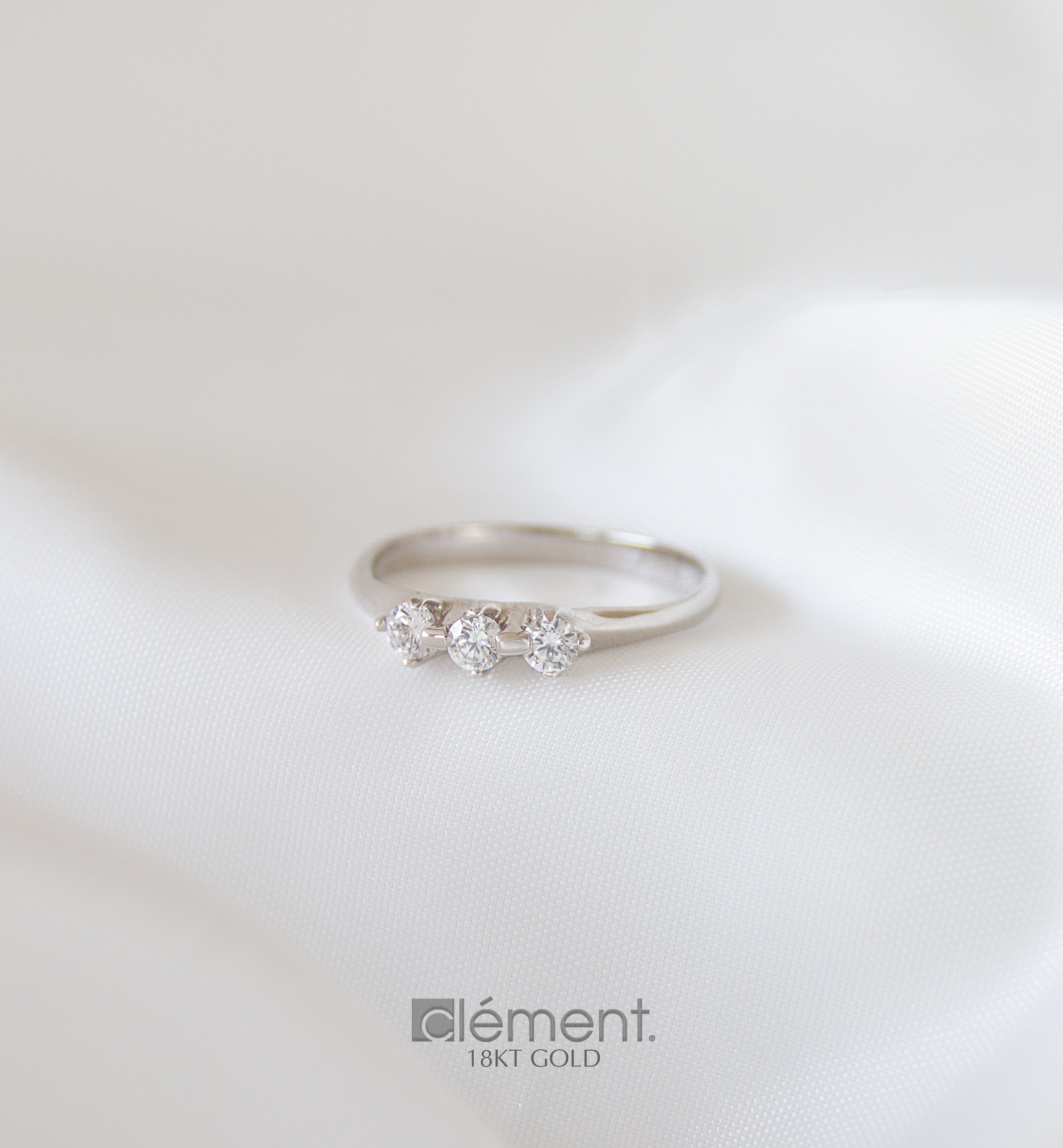 18ct White Gold Trilogy Ring with CZ Stones